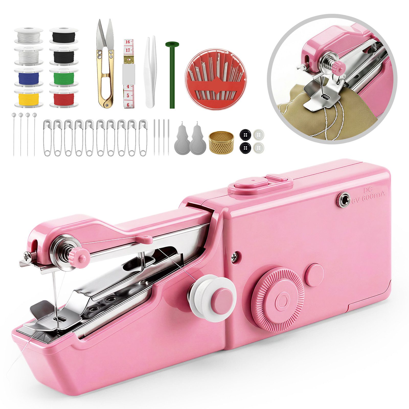 Bundviel Nähmaschine Handnähmaschine Mini Elektrisch Tragbare Nähmaschine mit Unterfaden