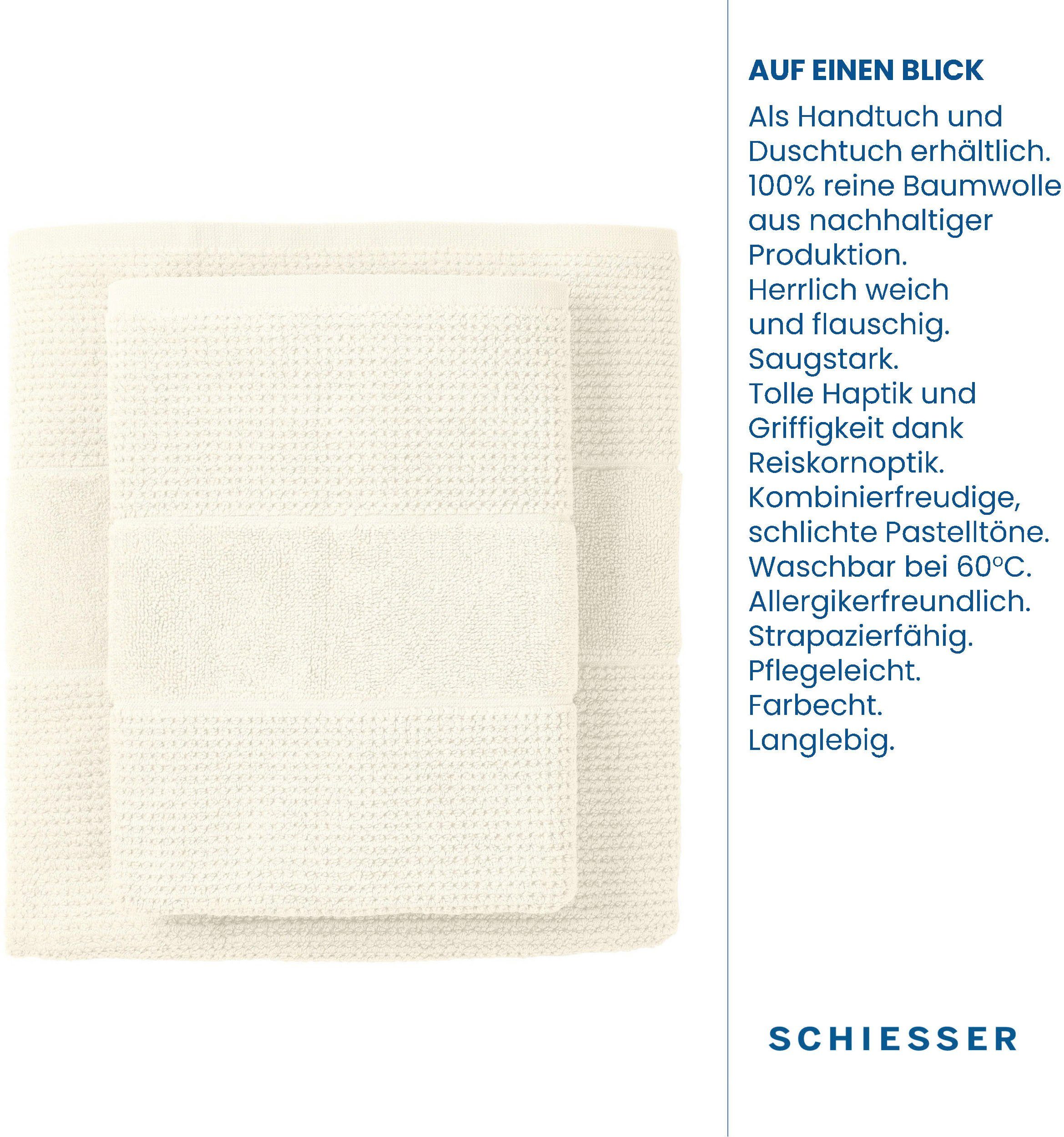 Schiesser Handtücher 4er OEKO-TEX®-zertifiziert by IN Reiskorn-Optik, 100% im GREEN Offwhite Baumwolle, Frottier Turin aus Set (4-St), MADE