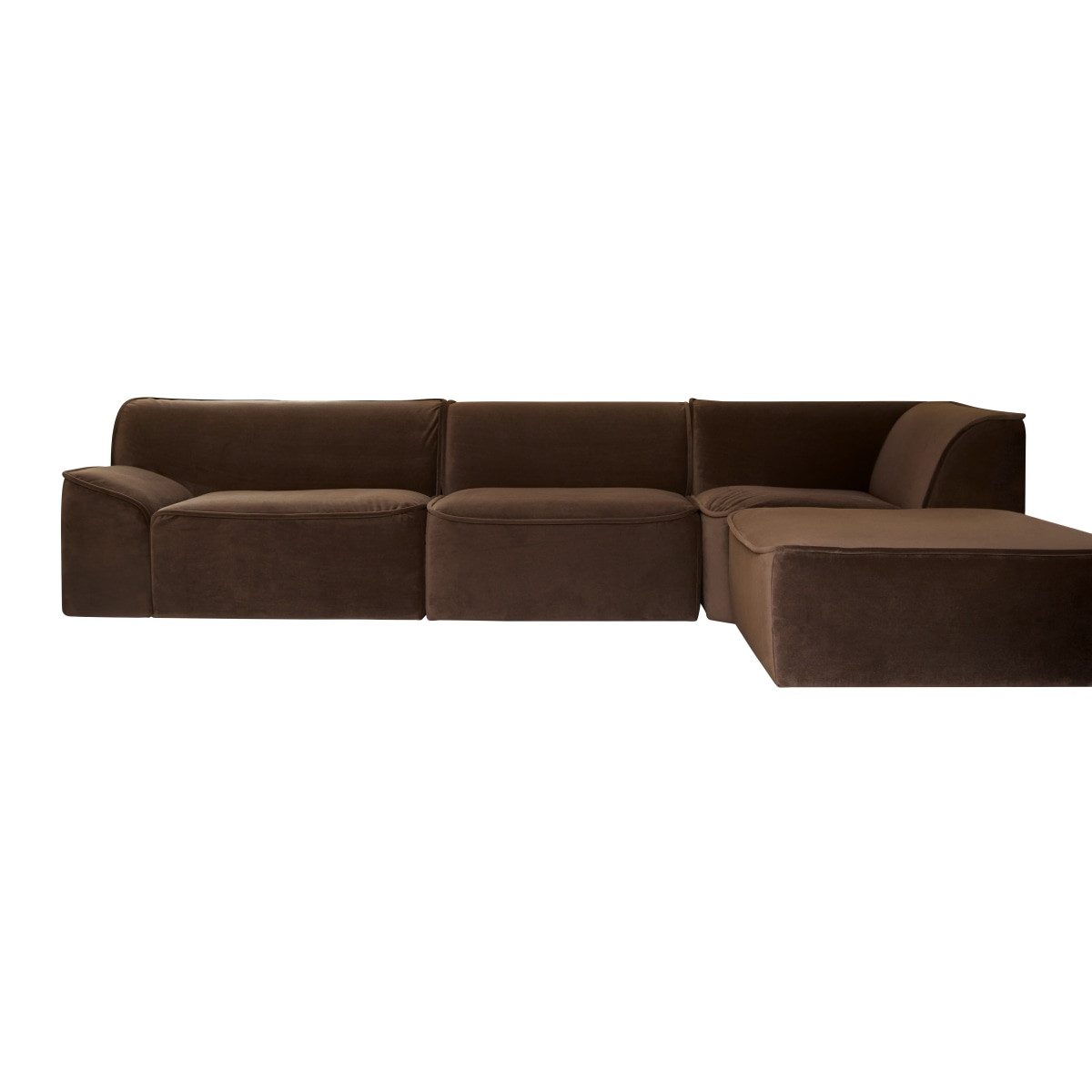 Tikamoon Sofa Quinto - Modulares Ecksofa aus braunem Stoff, 3-4 Sitzer