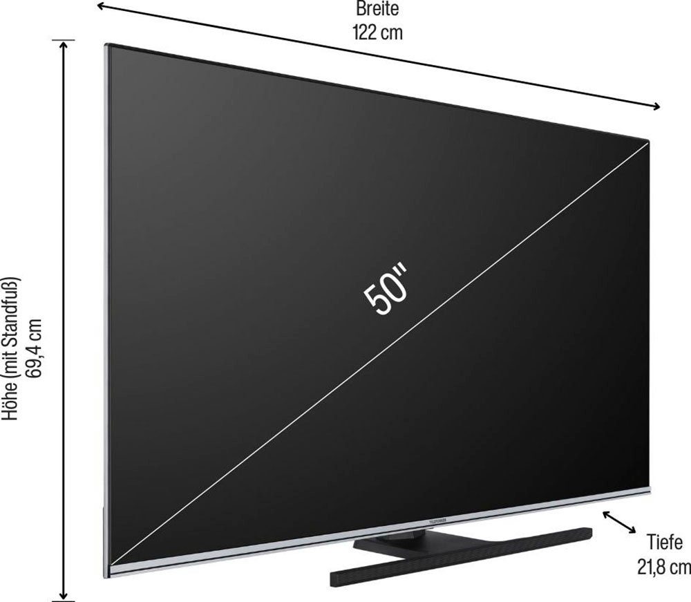 Telefunken D50Q701X2CW QLED-Fernseher Ultra cm/50 (126 Android Smart-TV) 4K TV, HD, Zoll