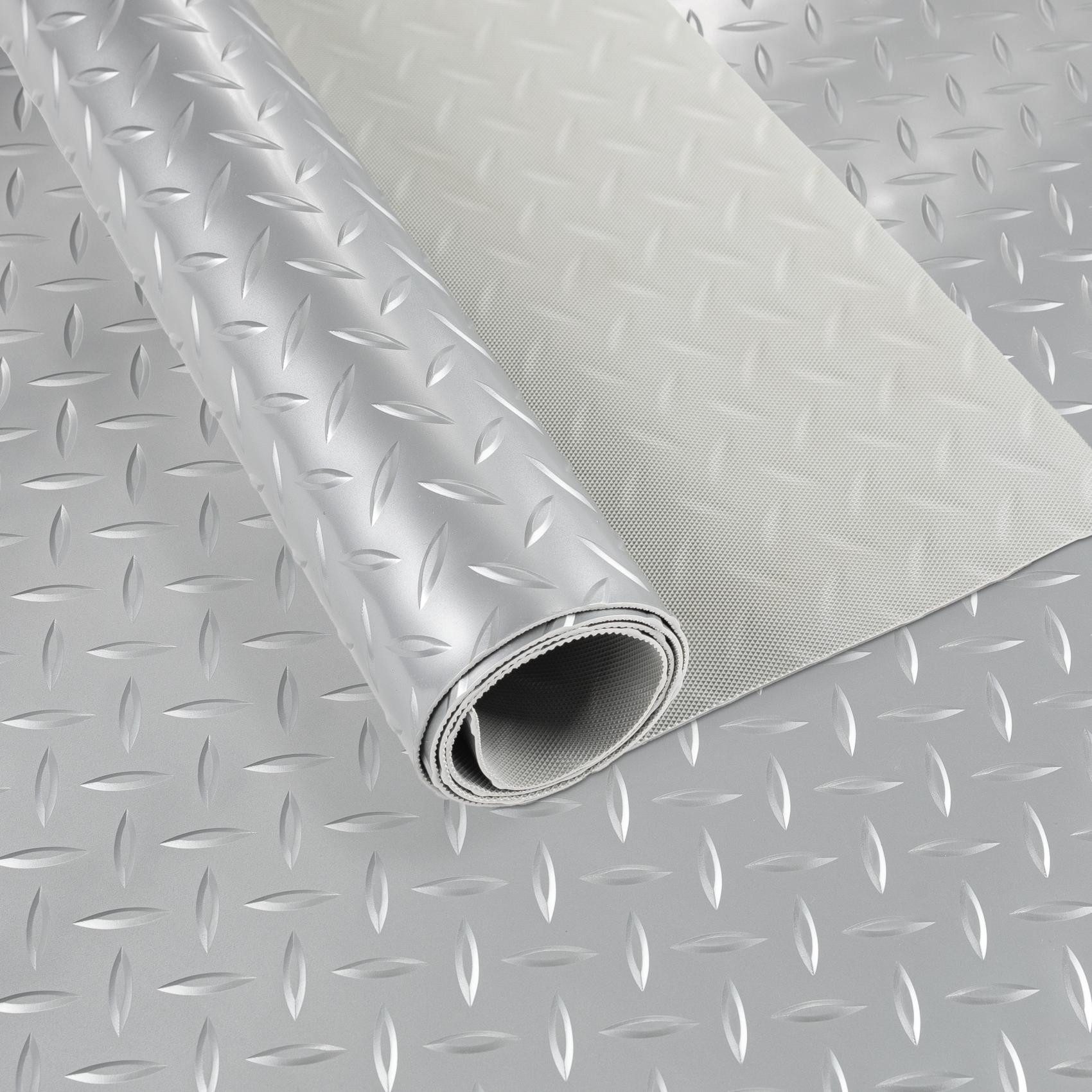 ANRO Vinylboden DIONIS 1,5 mm wasserabweisend für Garage/Werkstatt PVC-Bodenbelag, Feuchtigkeitsbarriere, feine Optik, langlebig, Einzelstück, eine Rolle Bodenbelag, Isolierend und wasserbeständig Größe: 100x100cm Uni Silber