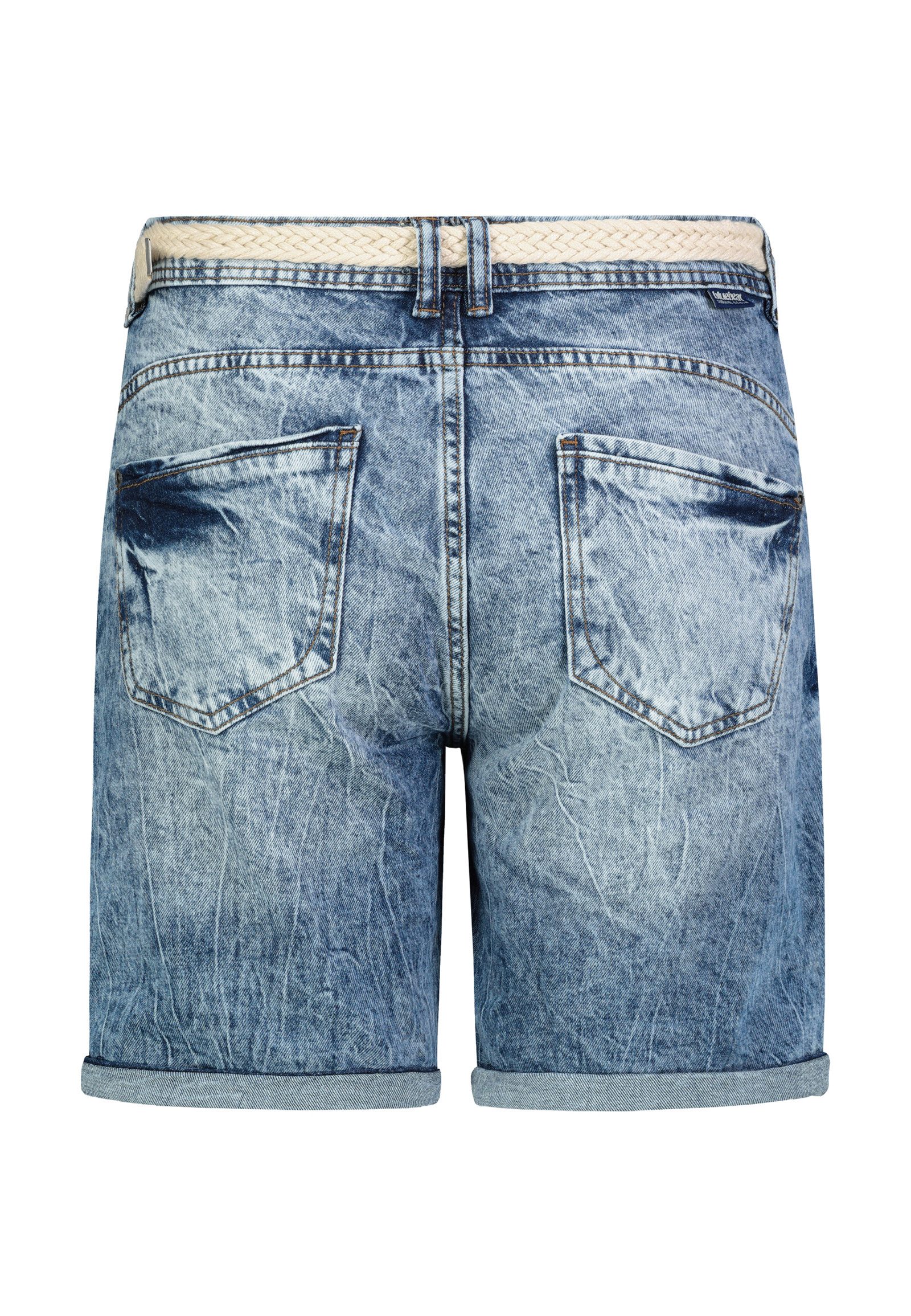 SUBLEVEL Jeansbermudas Damen Denim Bermuda mit Gürtel Sommerhose, Denim Bermuda, Shorts mit Gürtel