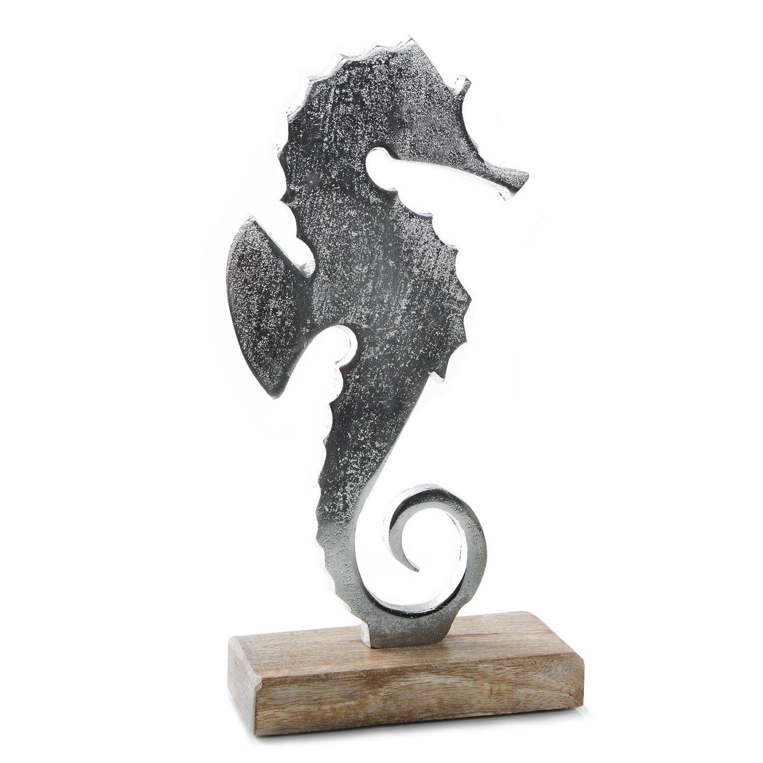 Logbuch-Verlag Dekofigur Seepferdchen Figur aus Metall Silber braun - 27 cm (1 St)