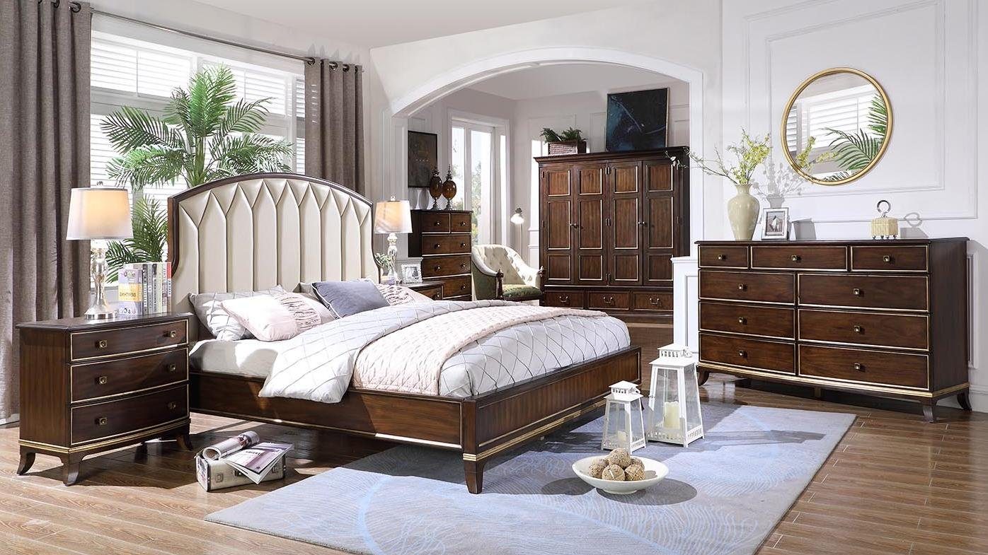 JVmoebel Schlafzimmer-Set Bett 2x Nachttische Kommode Schlafzimmer Set Design Luxus neu 4tlg, Made In Europe