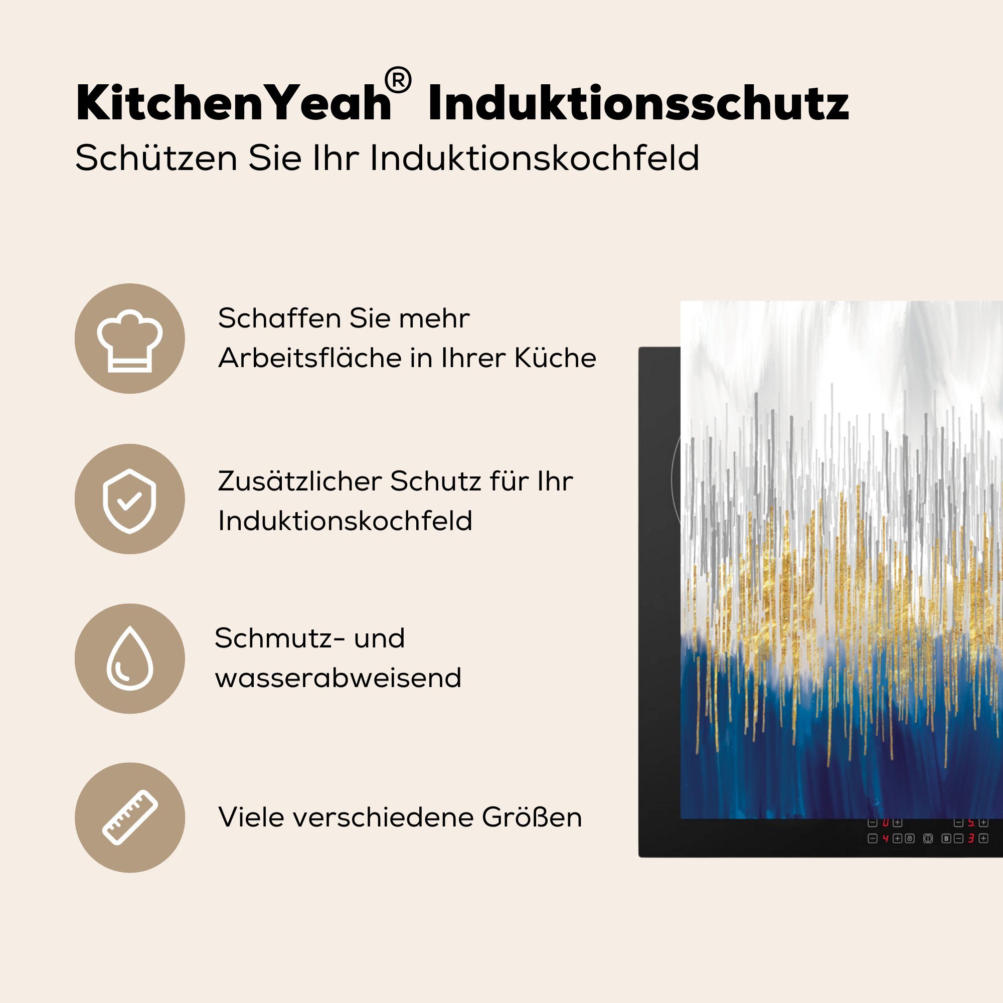 MuchoWow Herdblende-/Abdeckplatte Ölfarbe - 83x51 küche Abstrakt cm, - tlg), (1 Vinyl, Ceranfeldabdeckung, für Arbeitsplatte Malerei