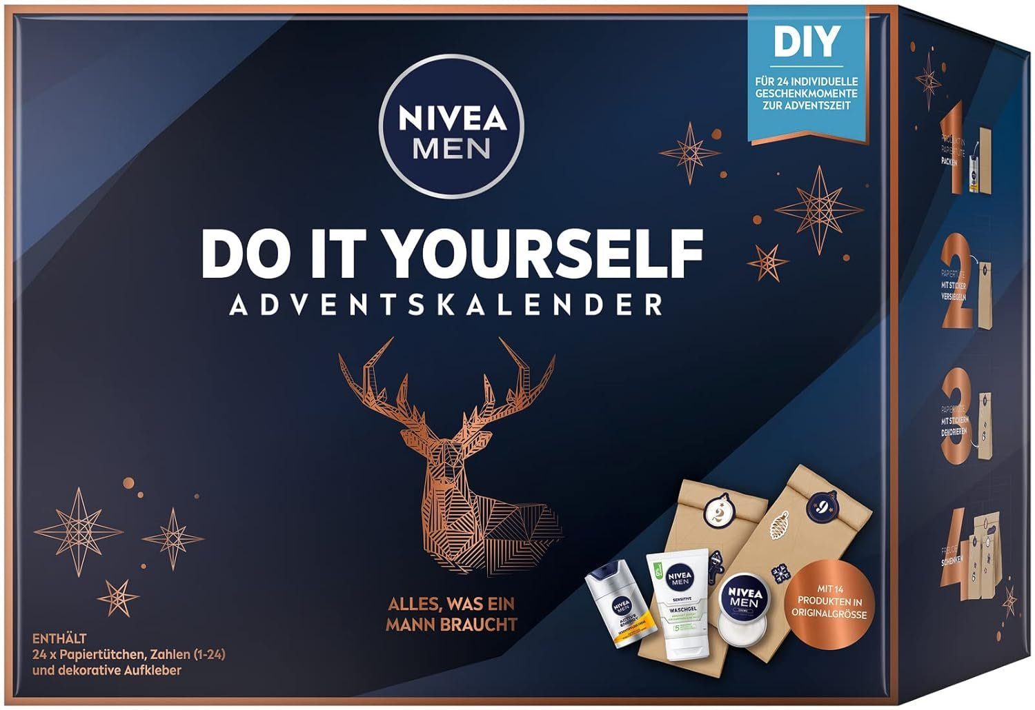Nivea Adventskalender, mitausgewähltenPflegeproduktenAccessoires Pflegeset für dieAdventszeit | Adventskalender für Männer
