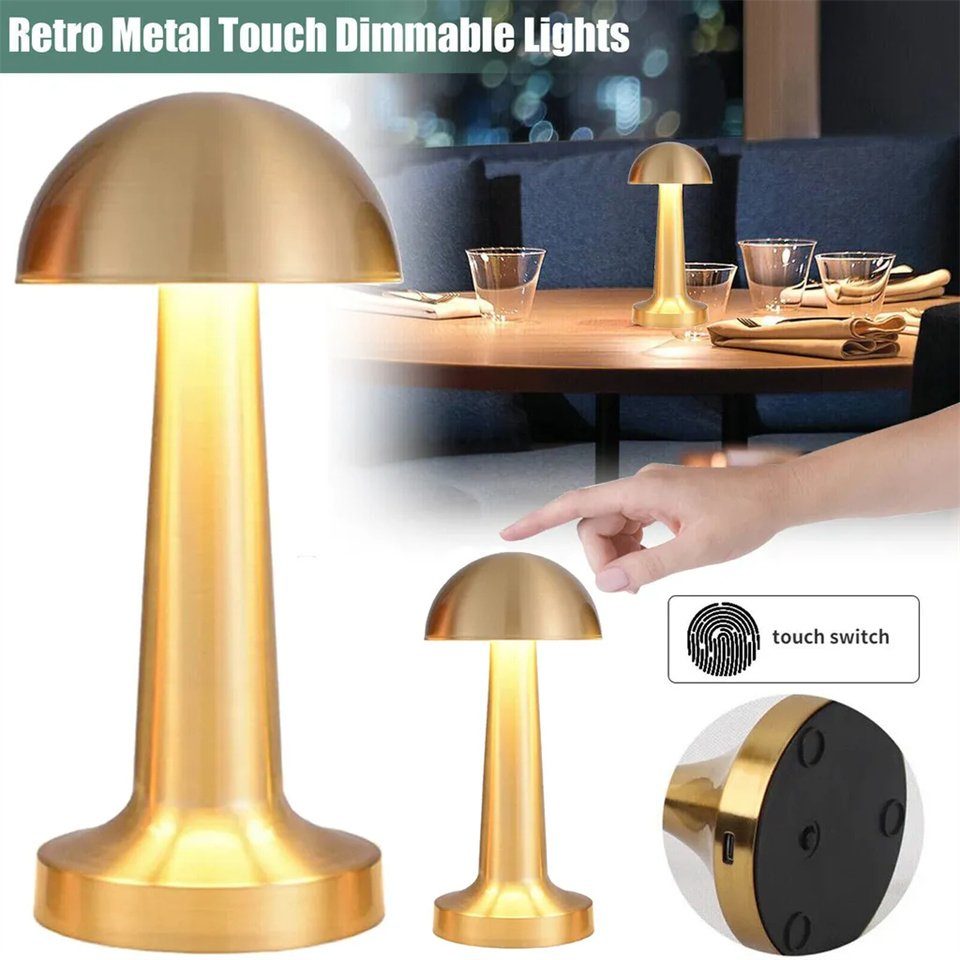 Nachttischlampe Ciskotu Dimmbar Schreibtischlampe fuer Lichtfarben LED Touch Restaurants mit Tischleuchte Silber USB wiederaufladbare Bars Leselampe Control, 3 LED