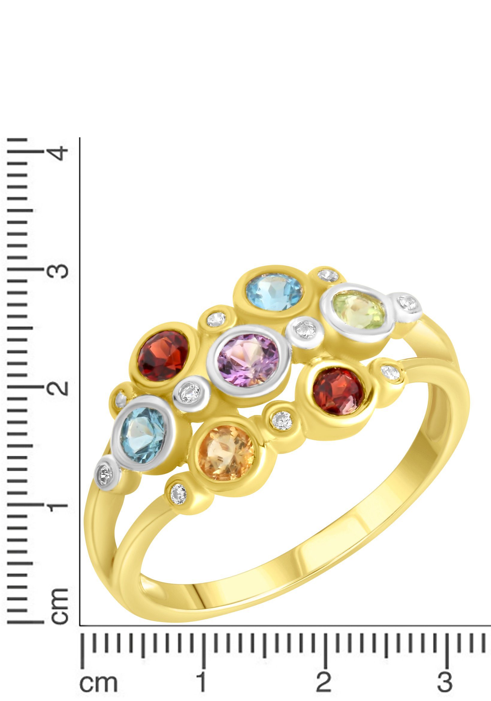 Firetti Fingerring Schmuck Geschenk Silber 925 Silberring Multi, Amethyst, Blautopas (beh), Citrin, Granat, Peridot, Zirkonia (synth)
