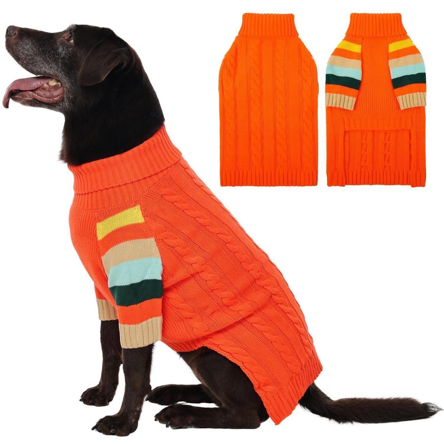 LuxusKollektion Hundepullover Hundepullover Strick Winter L Orange
