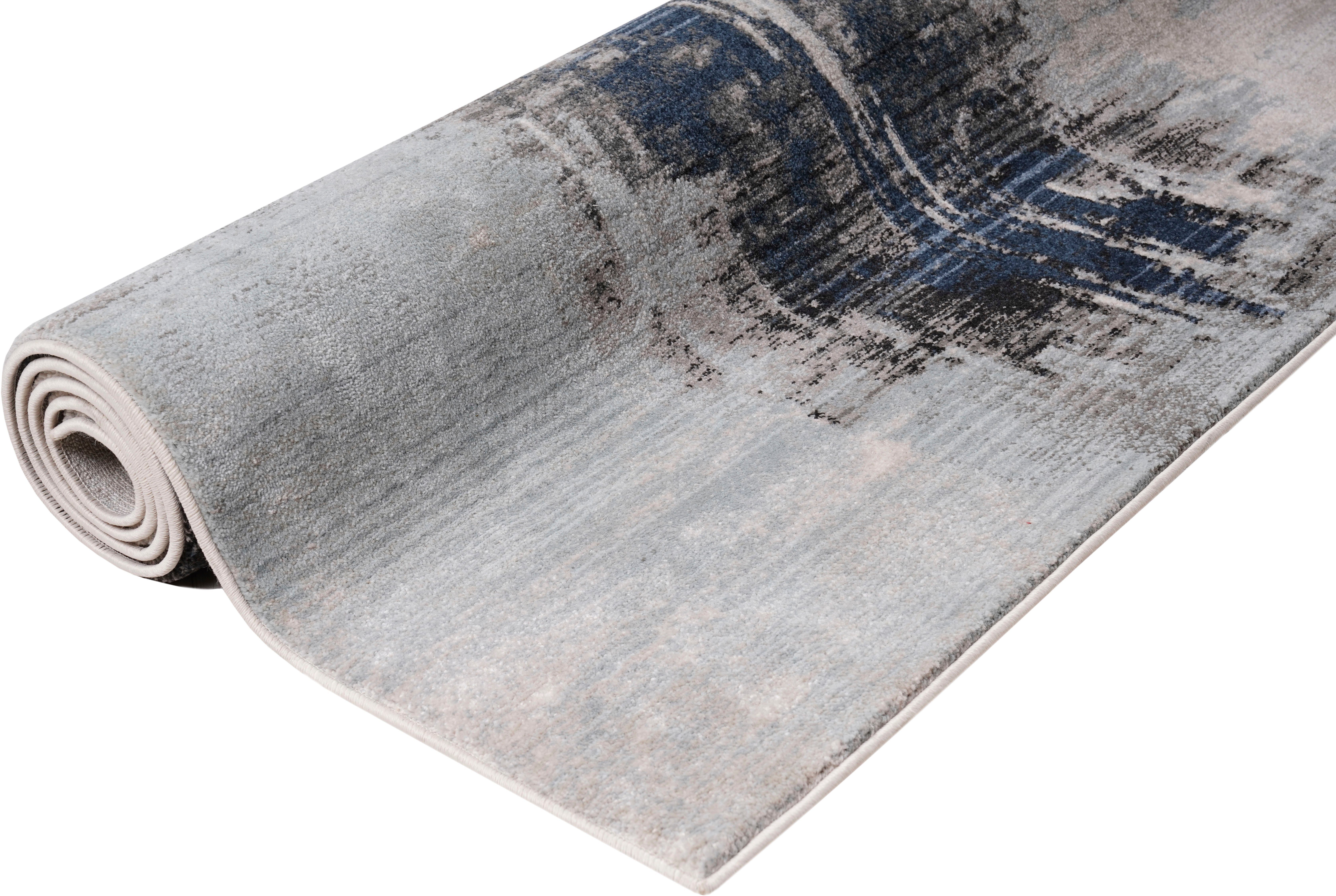 Teppich Joah, Leonique, pflegeleicht mm, Höhe: 18 Haptik, Design, grau abstraktes rechteckig, weiche