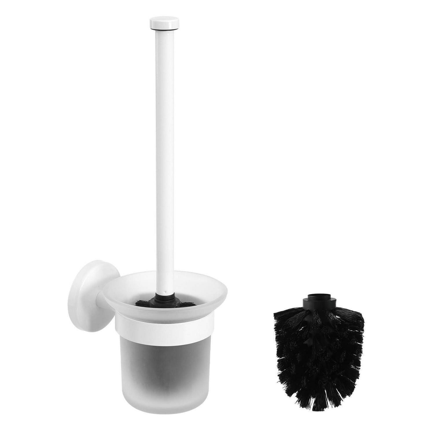 LuxusKollektion WC-Garnitur Klobürste Wandmontage Edelstahl/Glas Weiß, (1-tlg)