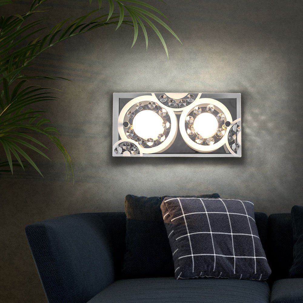 GLOBO LIGHTING LED Wandleuchte, LED-Leuchtmittel fest verbaut, Warmweiß, Wandleuchte Kristall LED Wandlampen modern Wandleuchte Glas satiniert