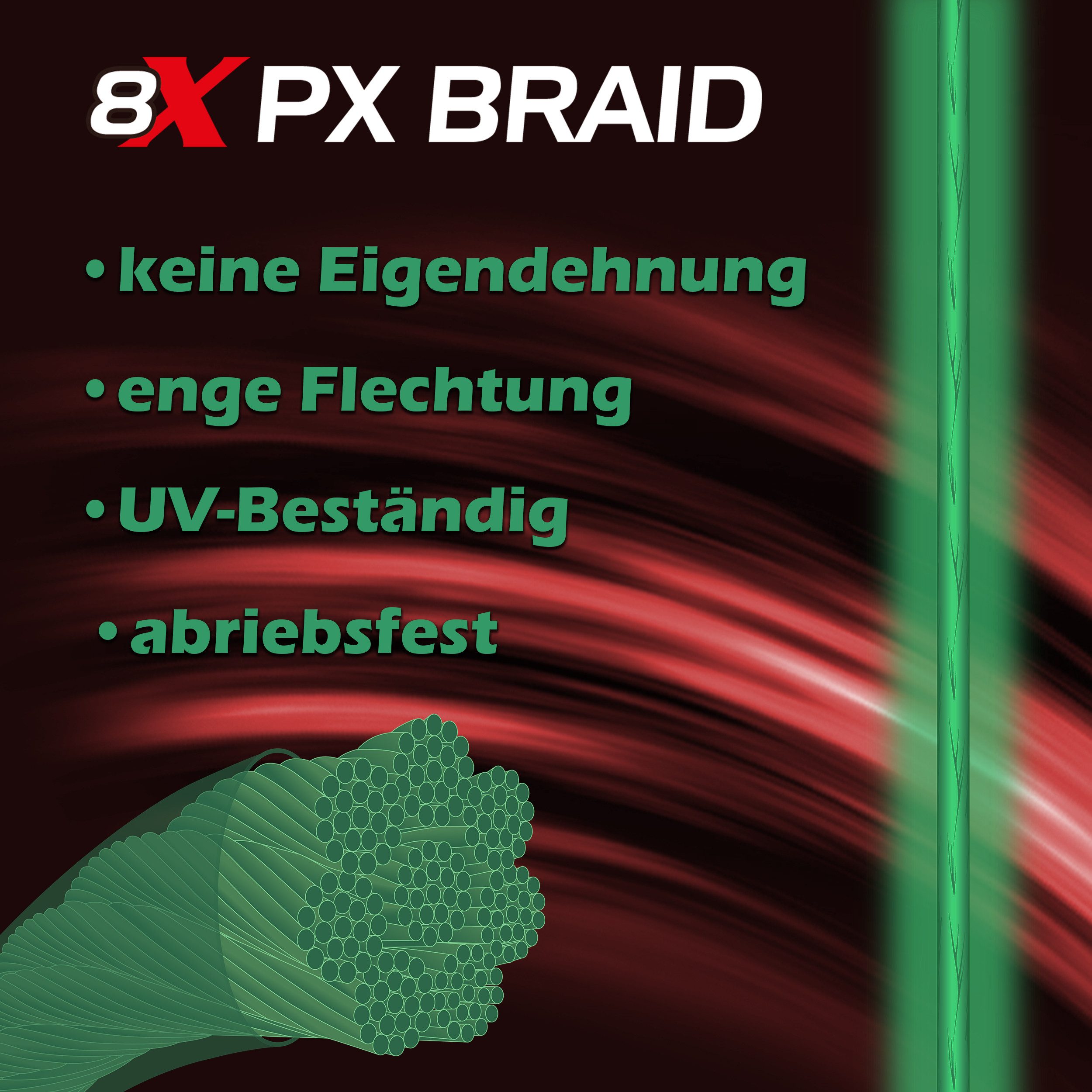 Paradox Fishing Angelschnur 8x geflochten PX Grün, 150 m Länge, 8-fach Geflochten