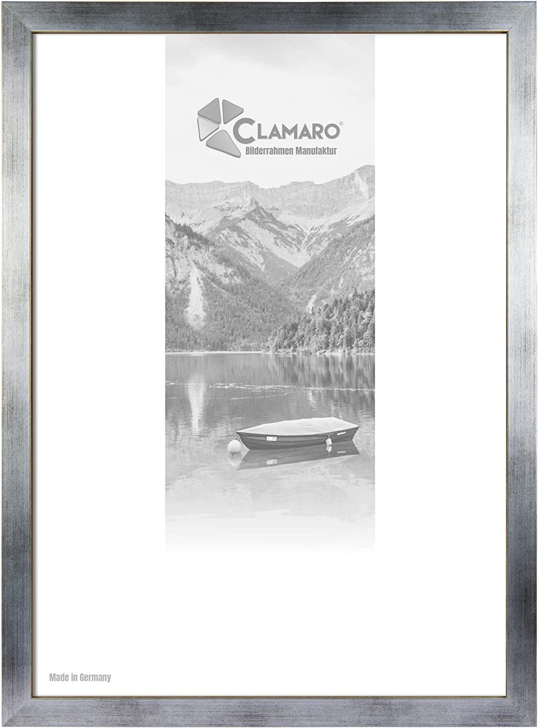 Clamaro Bilderrahmen Bilderrahmen Silber Gebürstet CLAMARO Collage nach Maß FSC® Holz Modern eckig M3016 20x28 in Silber Gebürstet