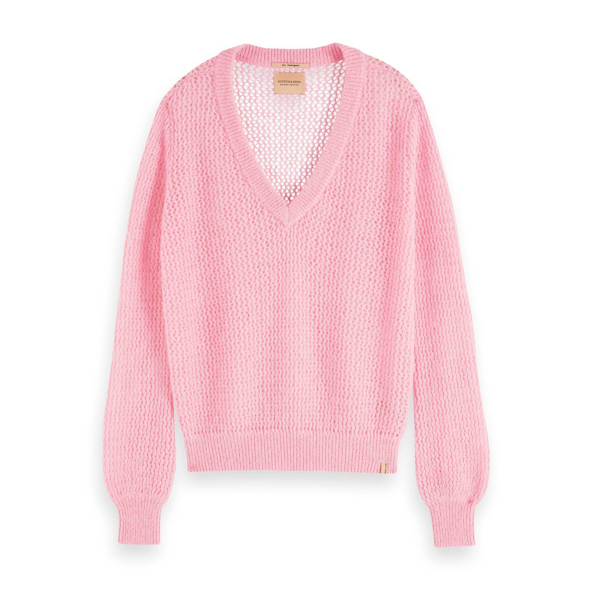 Fleecepullover Maison Scotch Damen Pullover Fuzzy V-Neck 156255