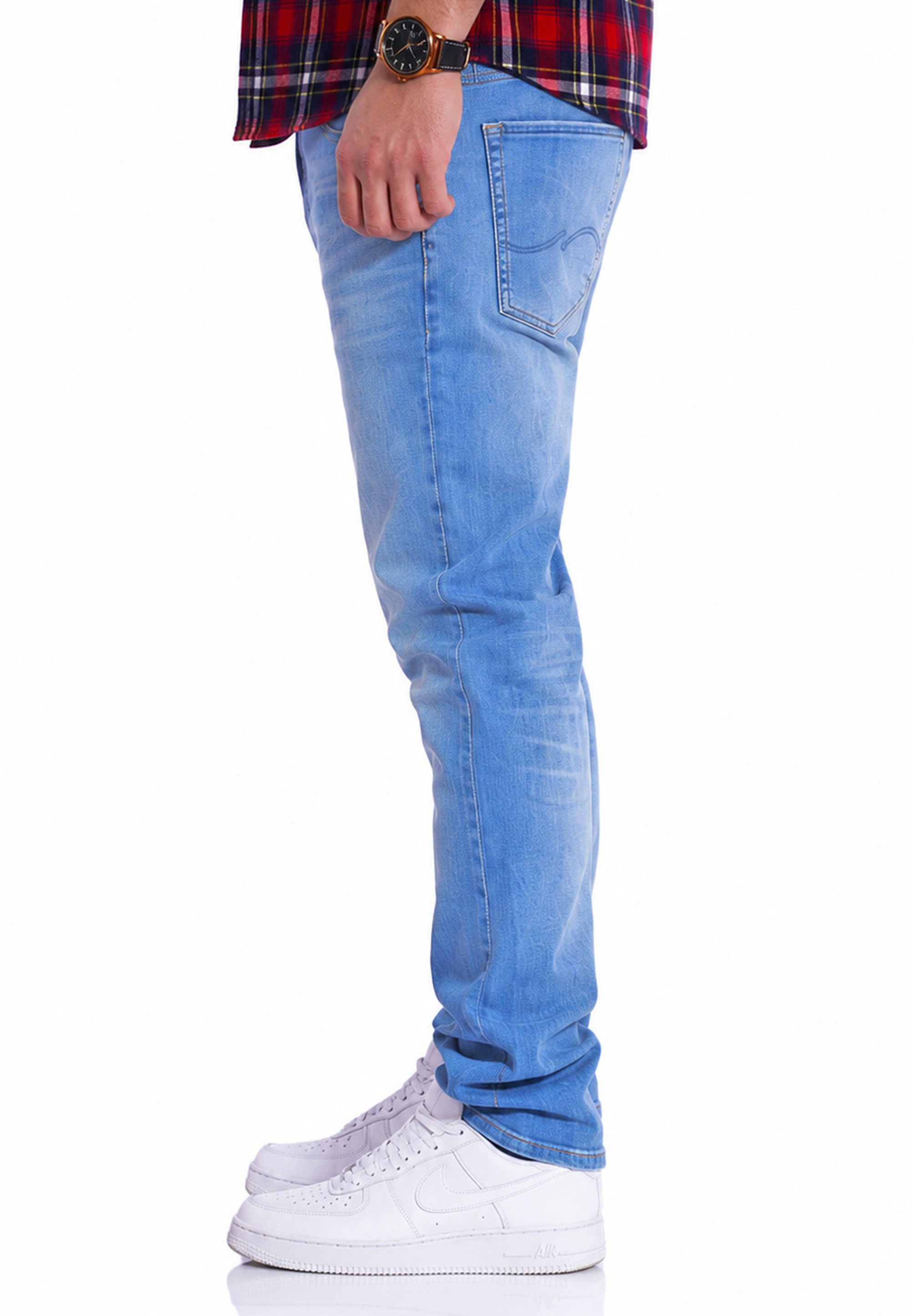 Jack & Jones Regular-fit-Jeans CLARK JJARIS Original Denim Hose mit Stretch Herren Clark Jeans Regular Fit Hose