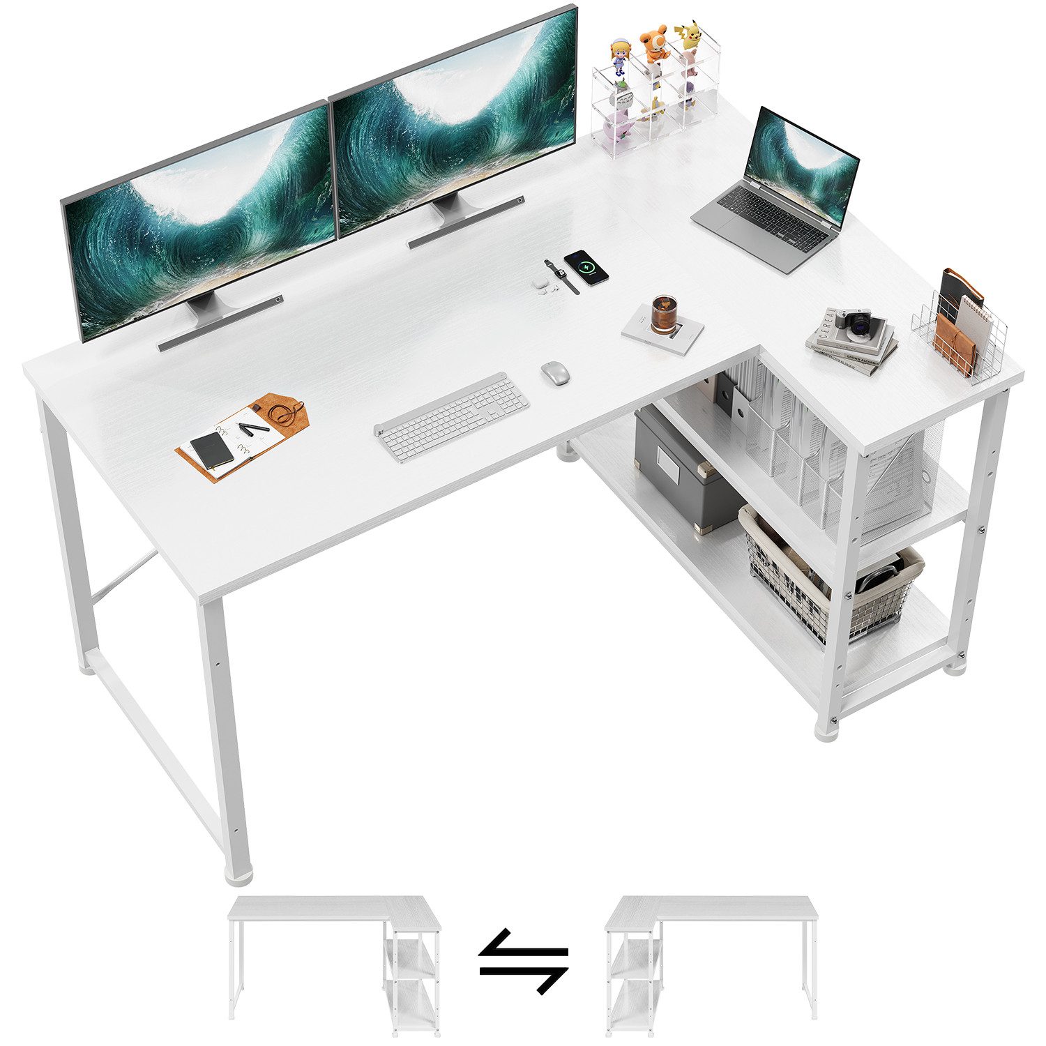 GUNJI Eckschreibtisch Eckschreibtisch Umkehrbarer L-förmiger Computer günstig online kaufen