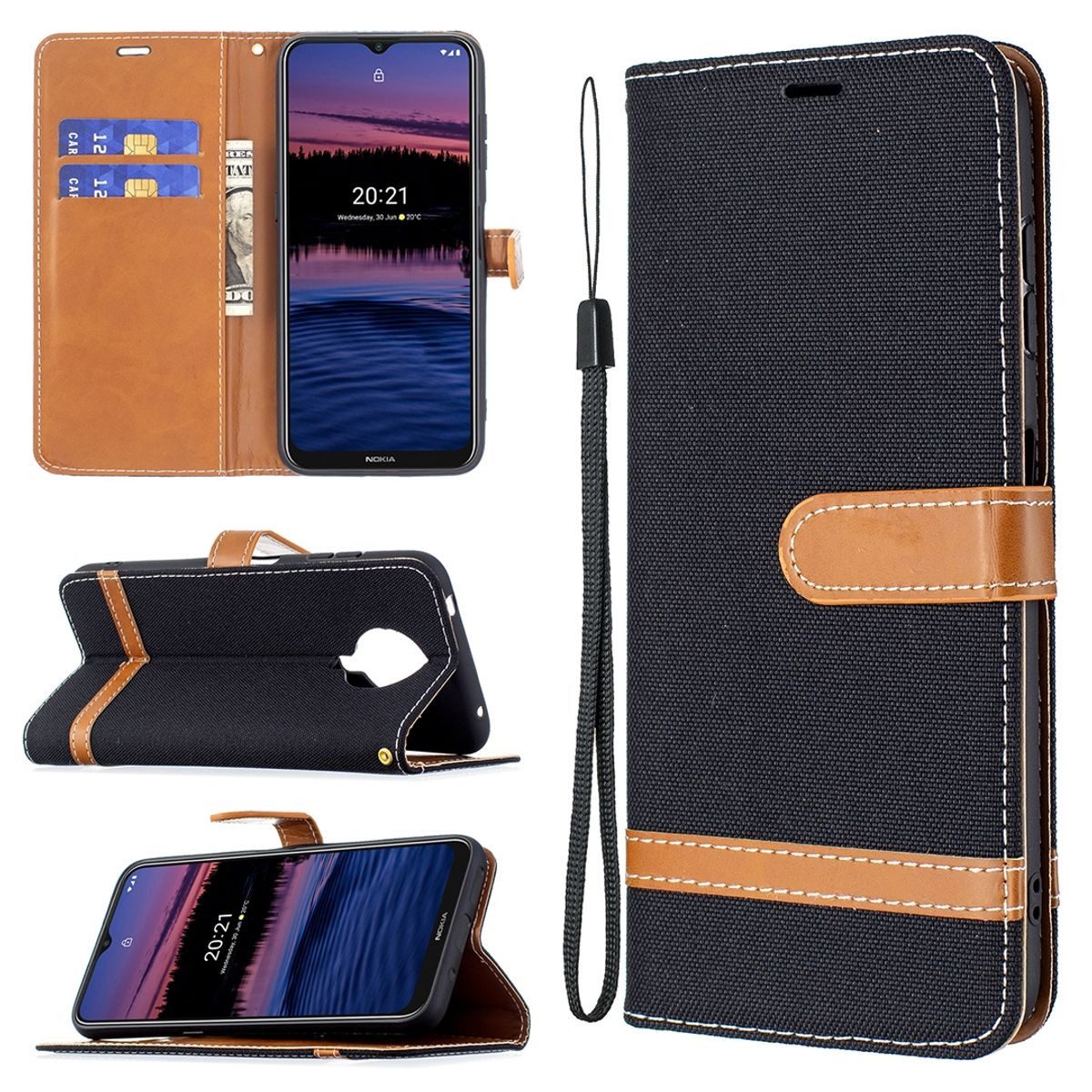 König Design Handyhülle Nokia G10 / G20, Schutzhülle Schutztasche Case Cover Etuis Wallet Klapptasche Bookstyle