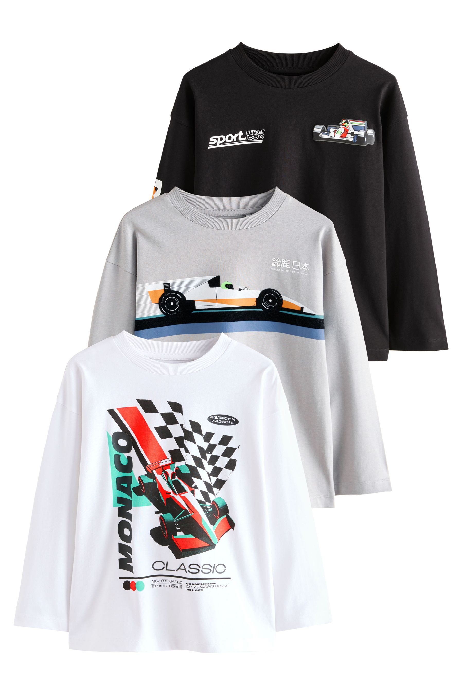 Next Langarmshirt 3er-Pack Langarmshirts mit Grafik aus Baumwolle (3-tlg)