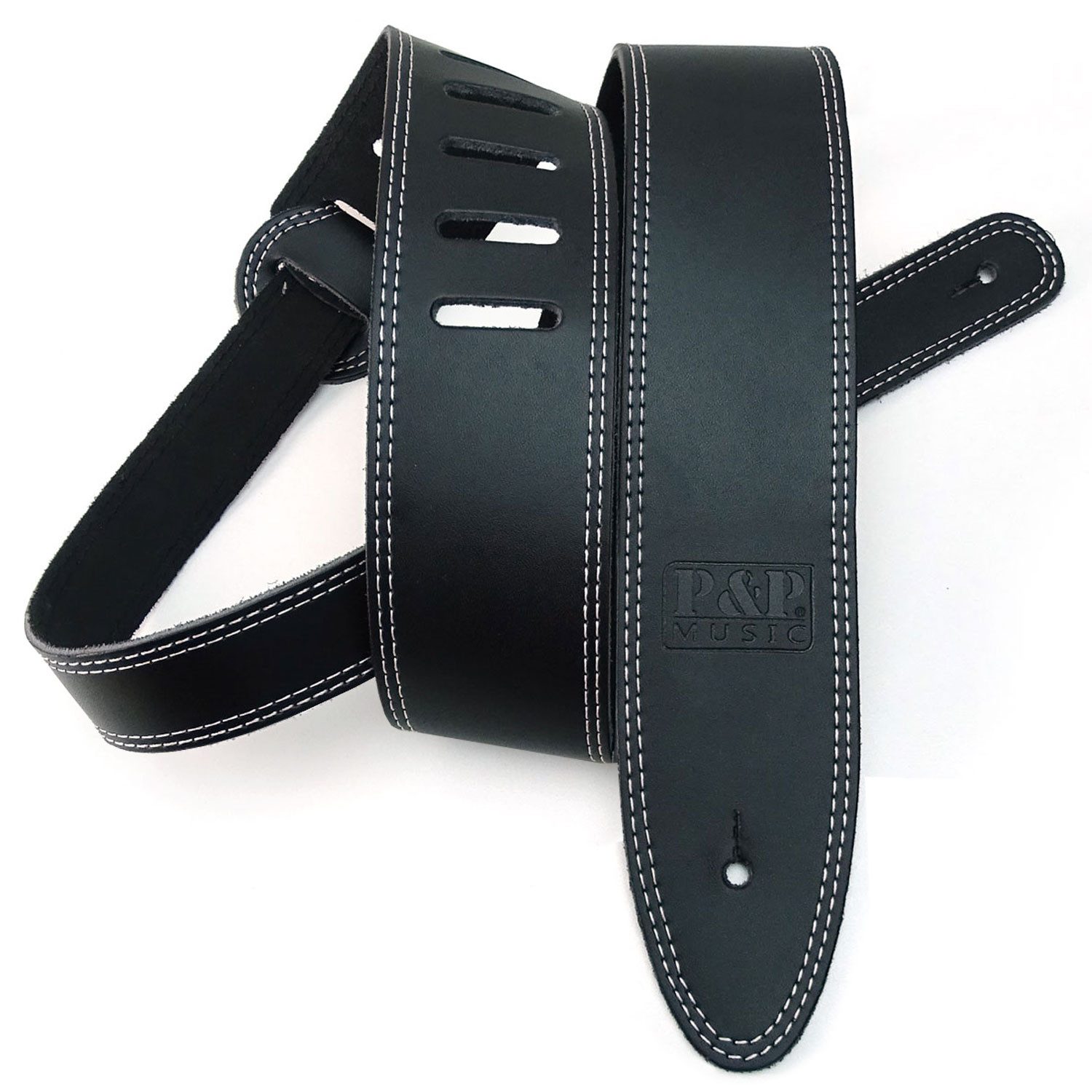 keepdrum Gitarrengurt keepdrum Gitarrengurt aus Echt-Leder Schwarz mit Doppelnaht