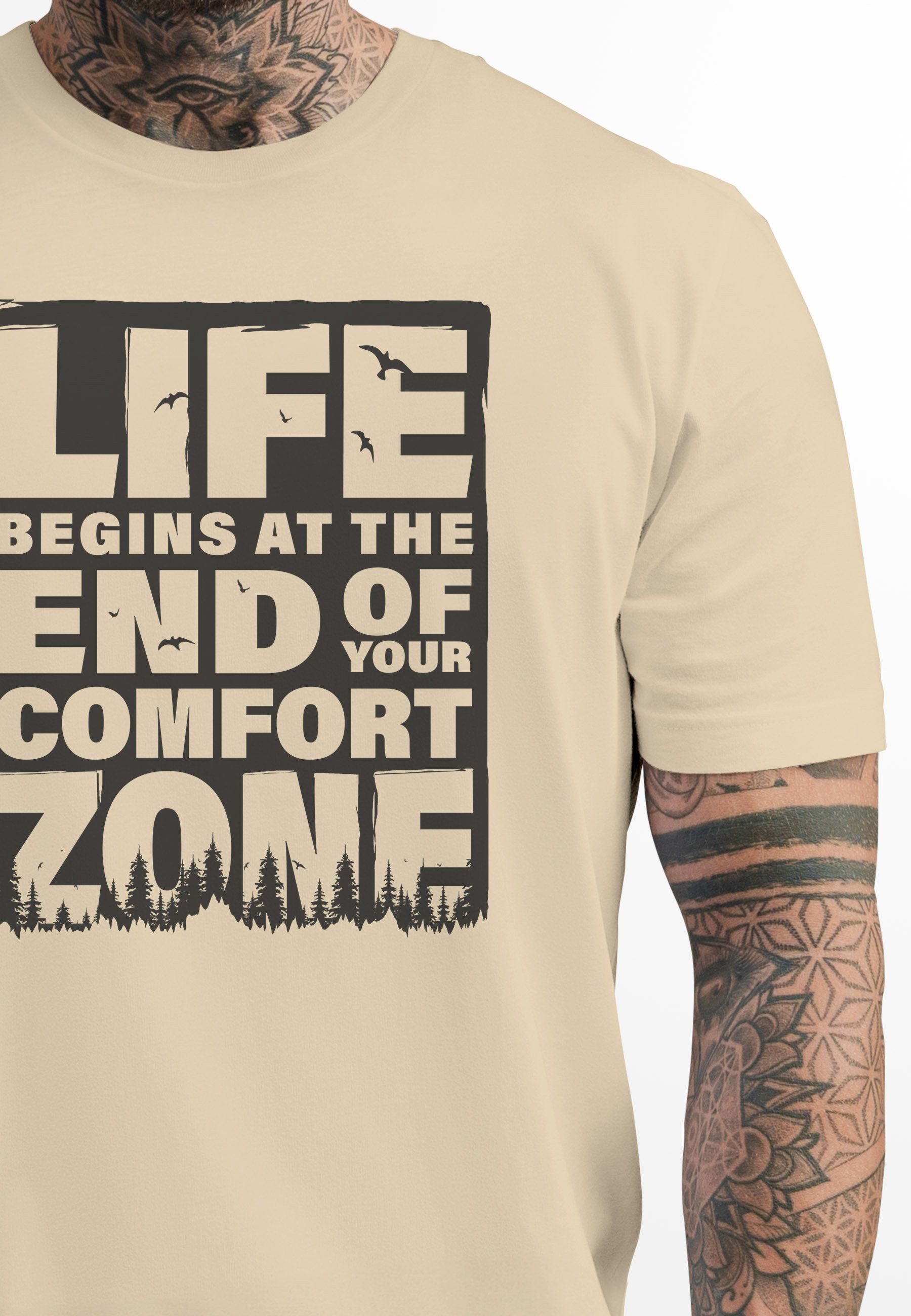 Neverless Print-Shirt Herren T-Shirt Life begins günstig online kaufen