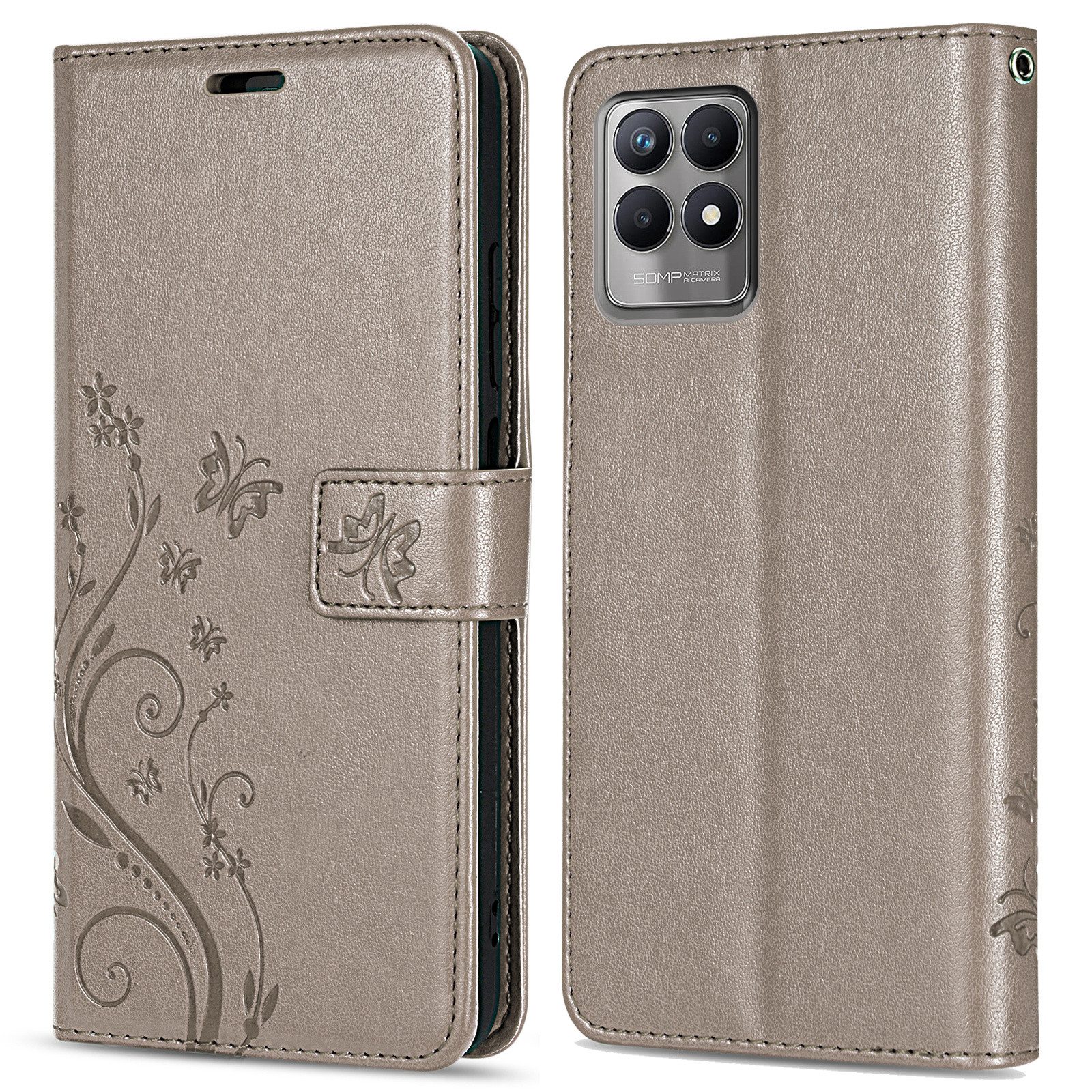 betterfon Smartphone-Hülle Handytasche für Realme 8i Schutzhülle Klapphülle Grau