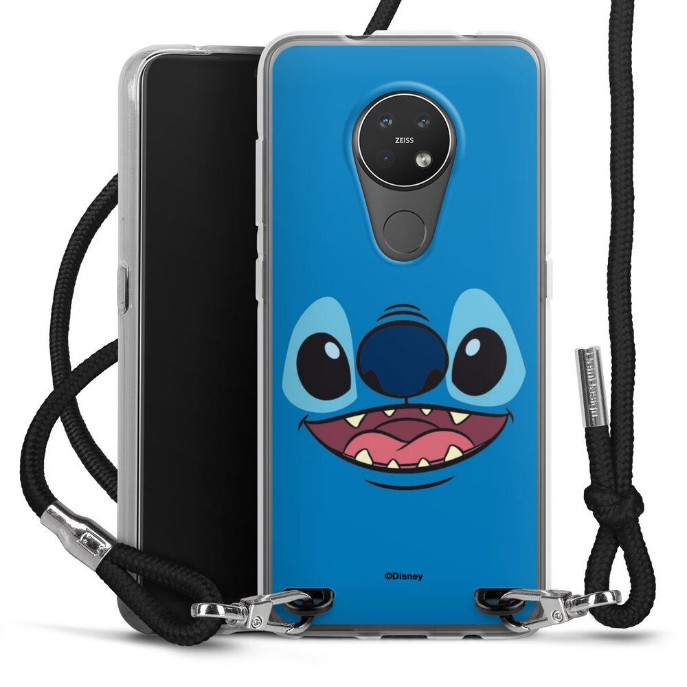 DeinDesign Handyhülle Lilo & Stitch Disney Offizielles Lizenzprodukt Stitch Closeup, Nokia 7.2 Handykette Hülle mit Band Case zum Umhängen Cover mit Kette