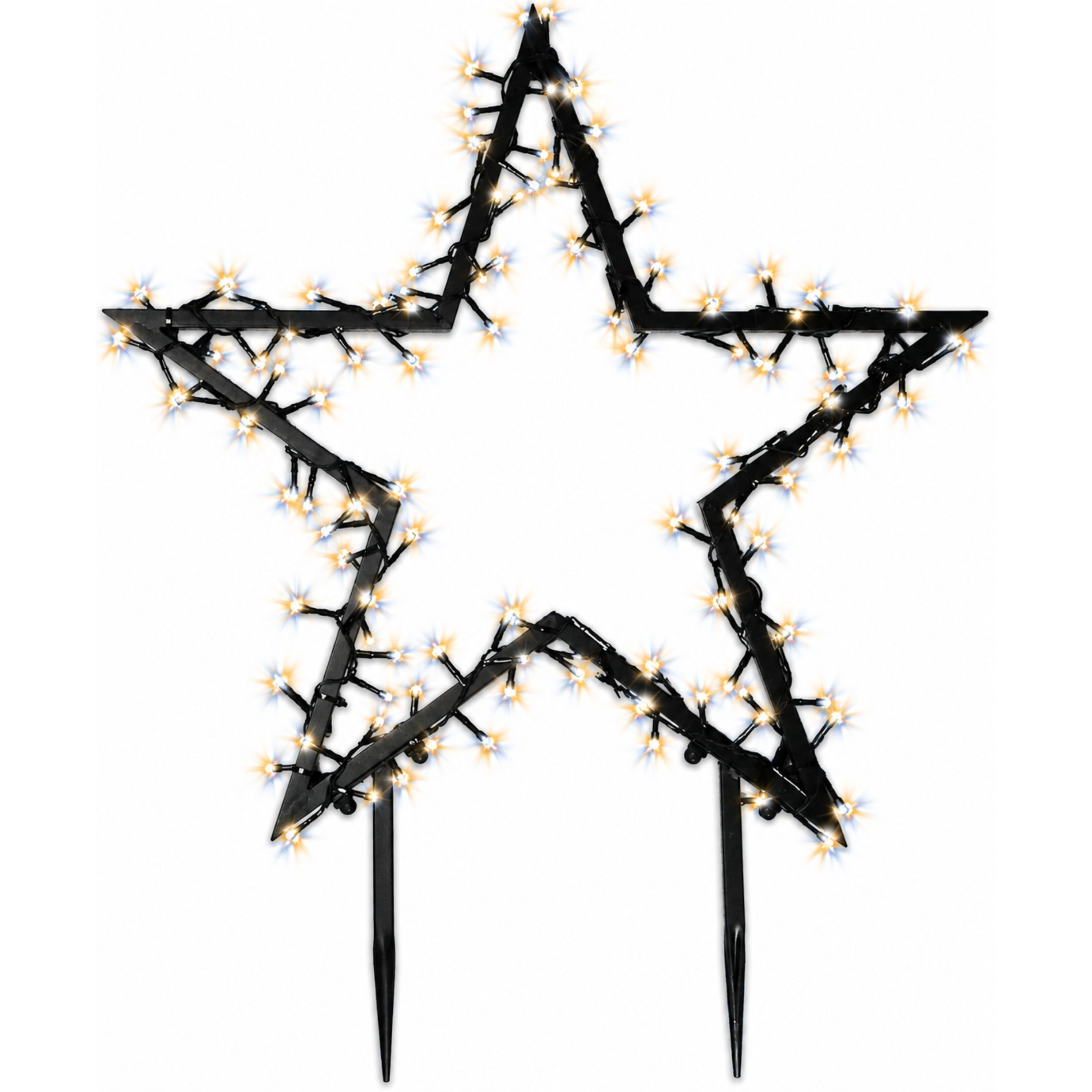 Gartenpirat LED-Stern für außen Gartenstern Ø 60-150 cm mit LED-Beleuchtung Weihnachtsdeko, Warm/Kaltweiß DUAL, LED Lichterkette, Metall Rahmen schwarz; IP44 Adapter; 6/18Timer; 5m Kabel, schwarz