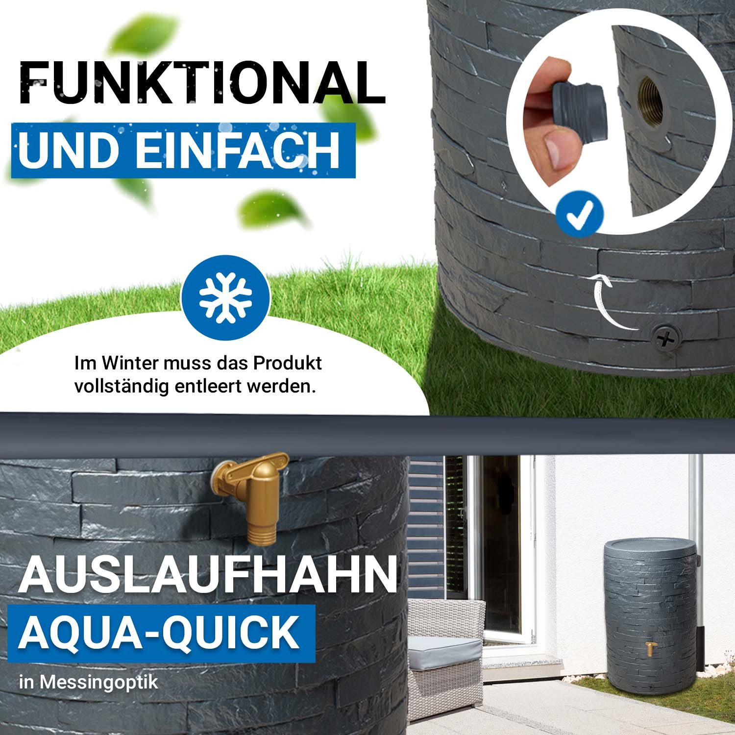4rain Regentonne ARONDO Regentonne 250 Liter graphite grey, 250 l – Bild 5 von 5