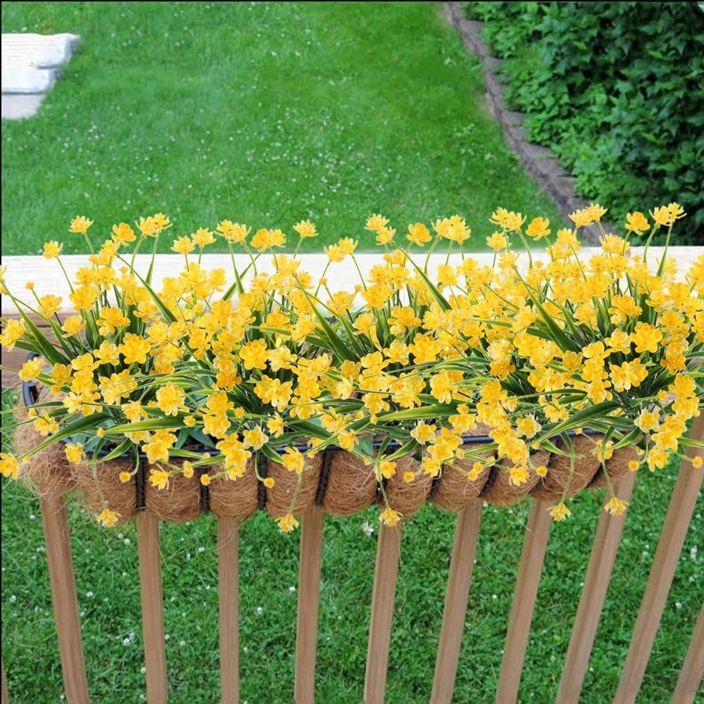 Jormftte Kunstblume Blumen Pflanze für Künstliche Sträucher Deko, Kunststoff gelb Künstliche