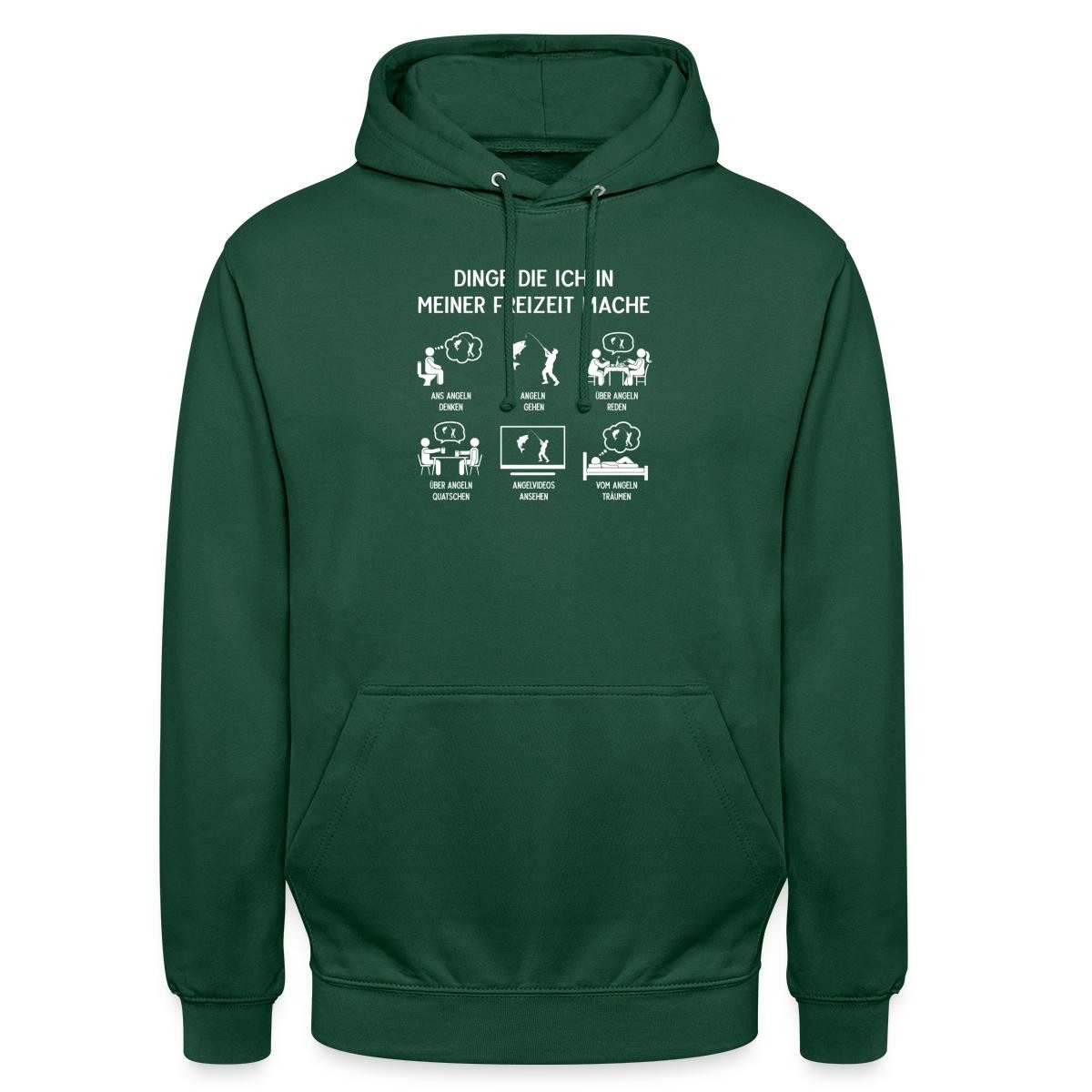 Spreadshirt Hoodie Freizeitbeschäftigung, Angeln Schlafen Essen Unisex Hoodie (1-tlg) Unisex-Schnitt: Sitzt bei Männern körpernah, bei Frauen weit
