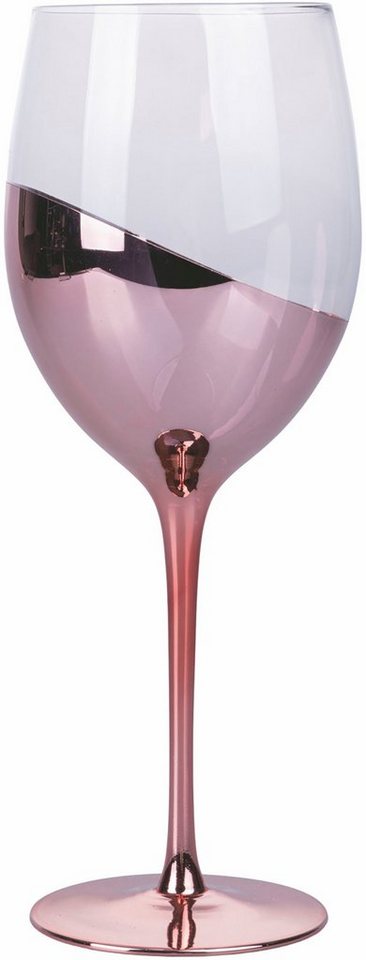 Villa d'Este Weinglas Chic roségold, Glas, Gläser-Set, 6-teilig, Inhalt 520  ml