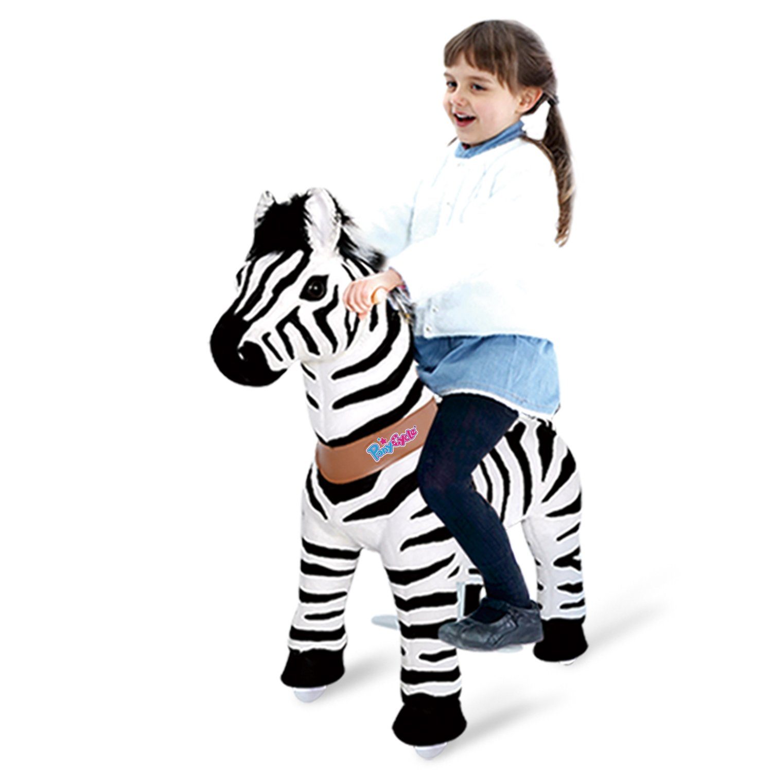 PonyCycle Reitpferd PonyCycle® Modell U Reiten auf Pferd Spielzeug auf rollen - Zebra, Größe 4 für 4-8 Jahre, Ux468