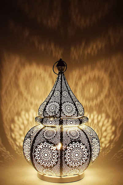 Marrakesch Orient & Mediterran Interior Stehlampe Orientalische Tischlampe Lampe Malha 38cm, Marokkanische Tischlampe aus Metall, Stehleuchte modern, Leuchte für Vintage, Retro & Landhaus Stil Design