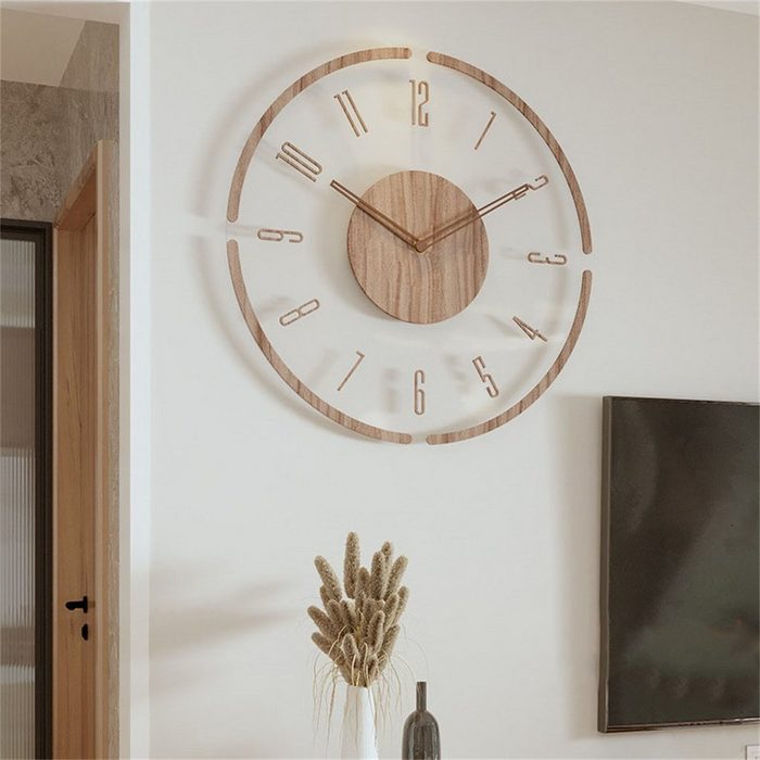 HOPPO~ Wanduhr Wanduhr 35cm aus Massivholz dekorative Wanduhr für das Wohnzimmer