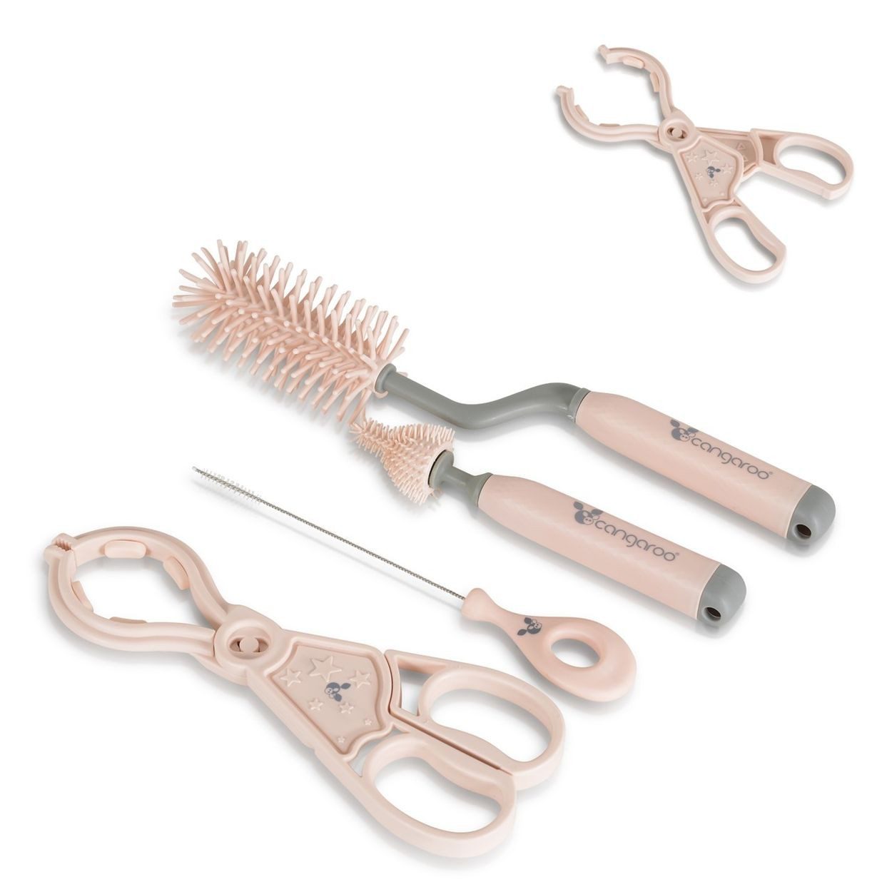 Cangaroo Elektro-Oberflächenbürste Reinigungsbürsten-Set 4-teilig, Silikon, Kunststoff, Edelstahl, Strohhalmbürste, Saugerreiniger