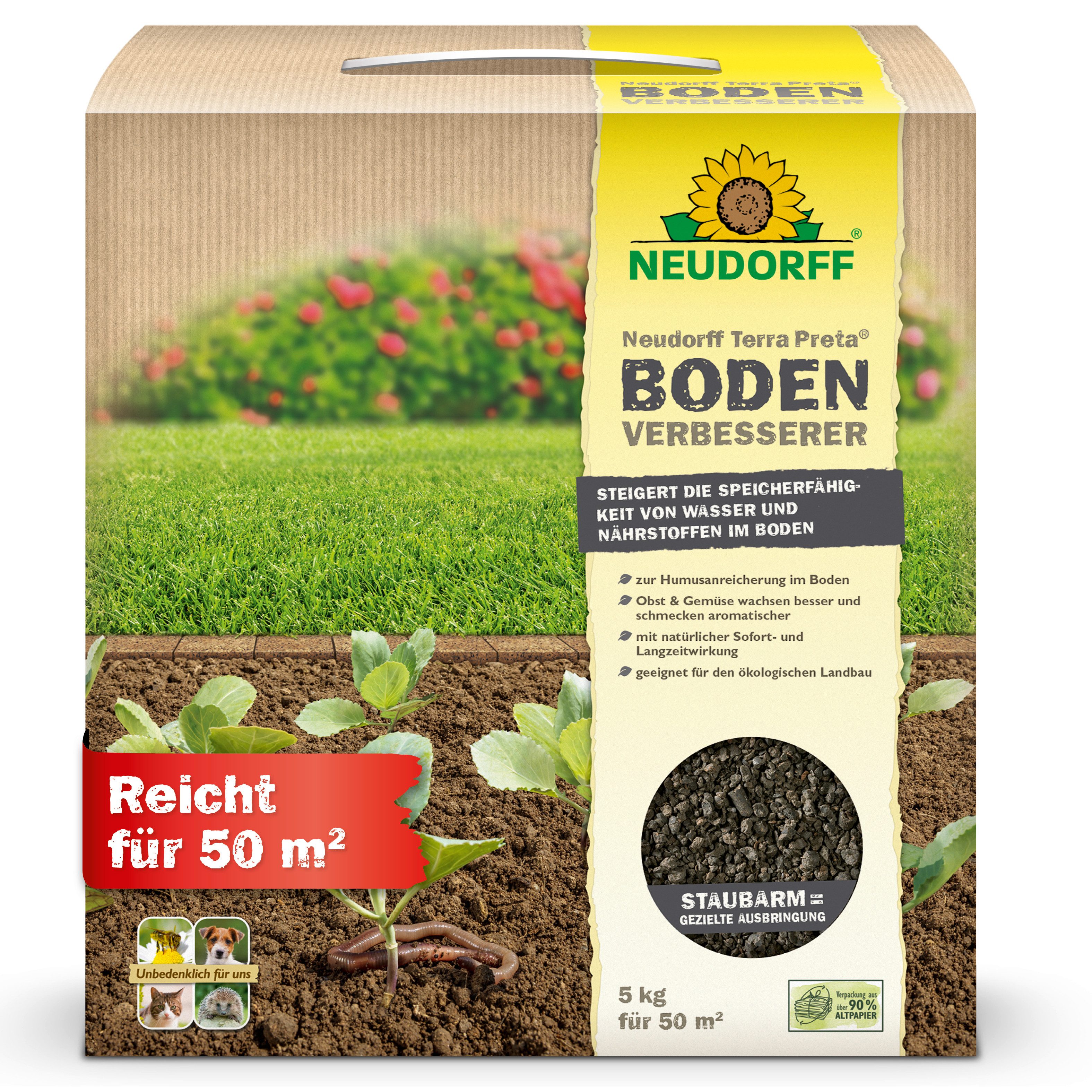 Neudorff Bodenverbesserer Terra Preta BodenVerbesserer 5 kg, zur nachhaltigen Bodenverbesserung aller Böden und Kulturen, Obst & Gemüse wachsen besser und schmecken aromatischer