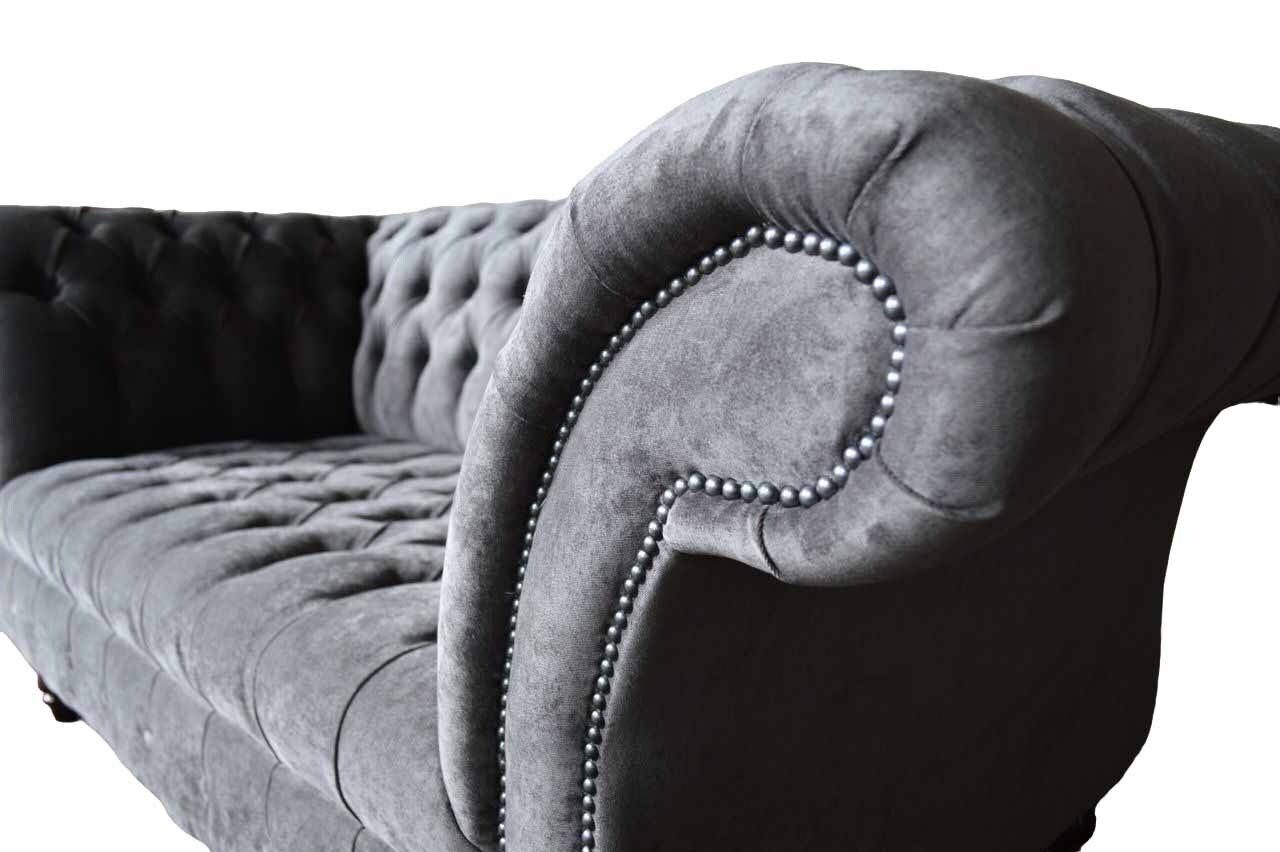 Couch Chesterfield Sofa Design Sofa Made Textil Neu, In Europe Polster Sitzer 2 Stoff JVmoebel Grau