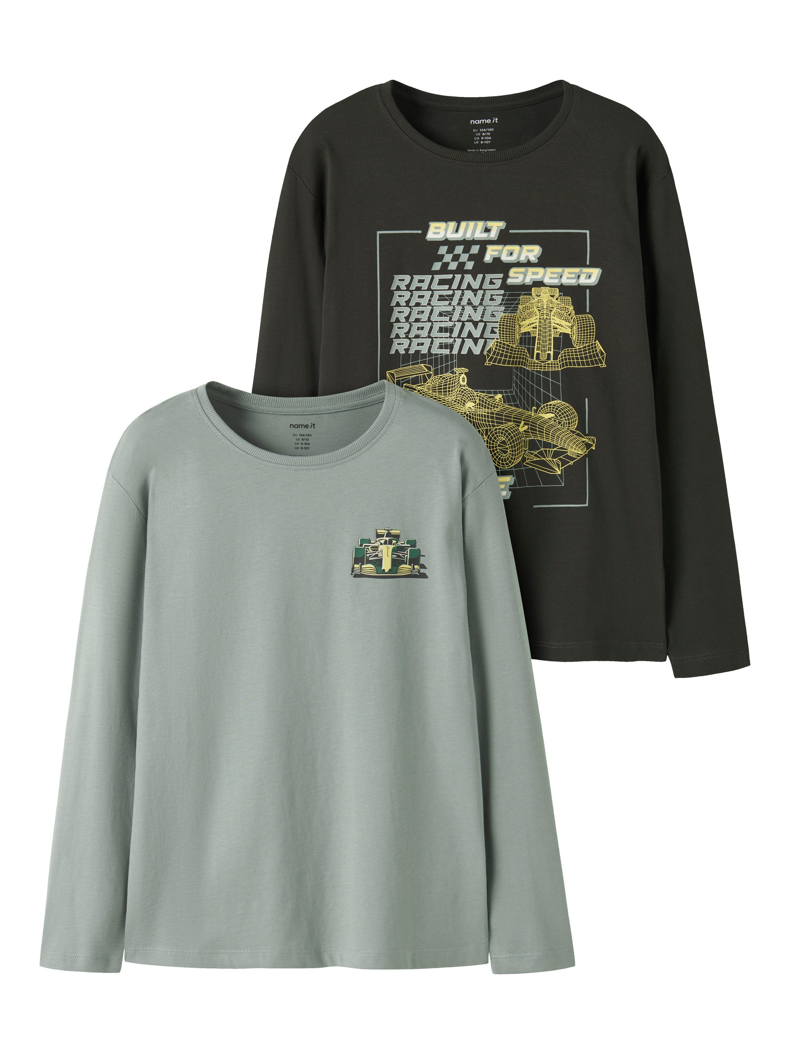 Name It Langarmshirt NKMVICTOR 2P LS NREG TOP (Packung, 2-tlg) Baumwolle, relaxed fit