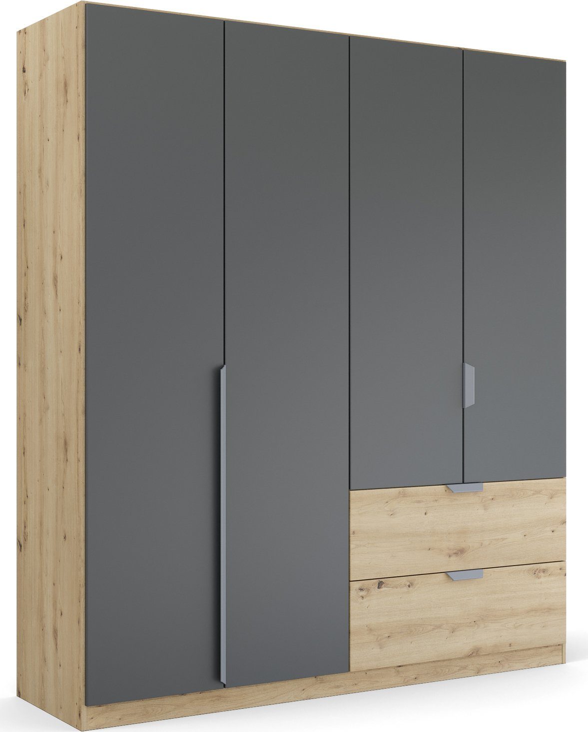 rauch Drehtürenschrank Kleiderschrank Schrank Garderobe Ankleide DARK&WOOD BY QUADRA SPIN (Breiten: 181/226/271 cm, Höhe 210 cm) im Industrial Style mit Metallgriffstangen