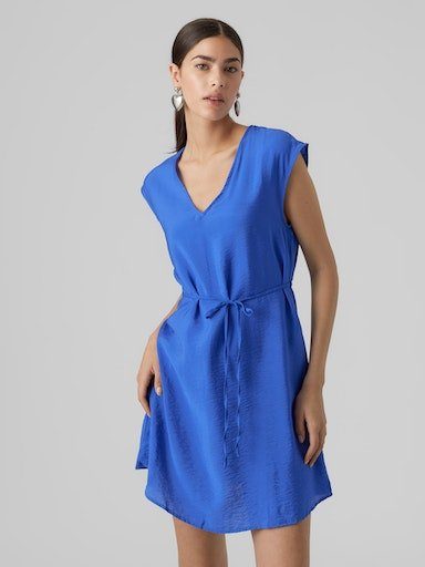 NOOS DRESS VMIRIS V-NECK Vero Minikleid S/L WVN Moda Blue SHORT Dazzling