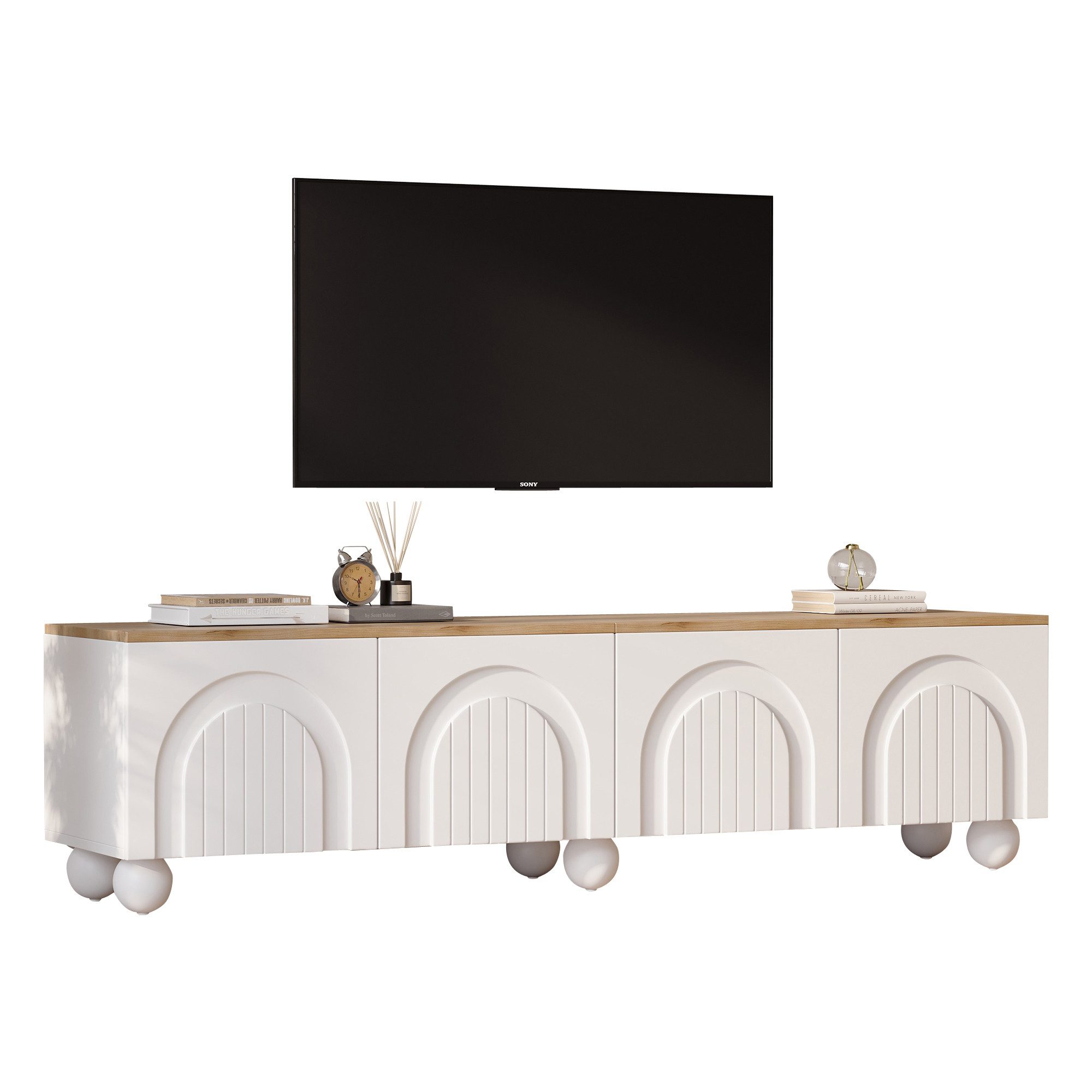 KLAM HOME Lowboard Moderner TV-Schrank Lowboard mit 4 Schränken, 180*40*45c günstig online kaufen