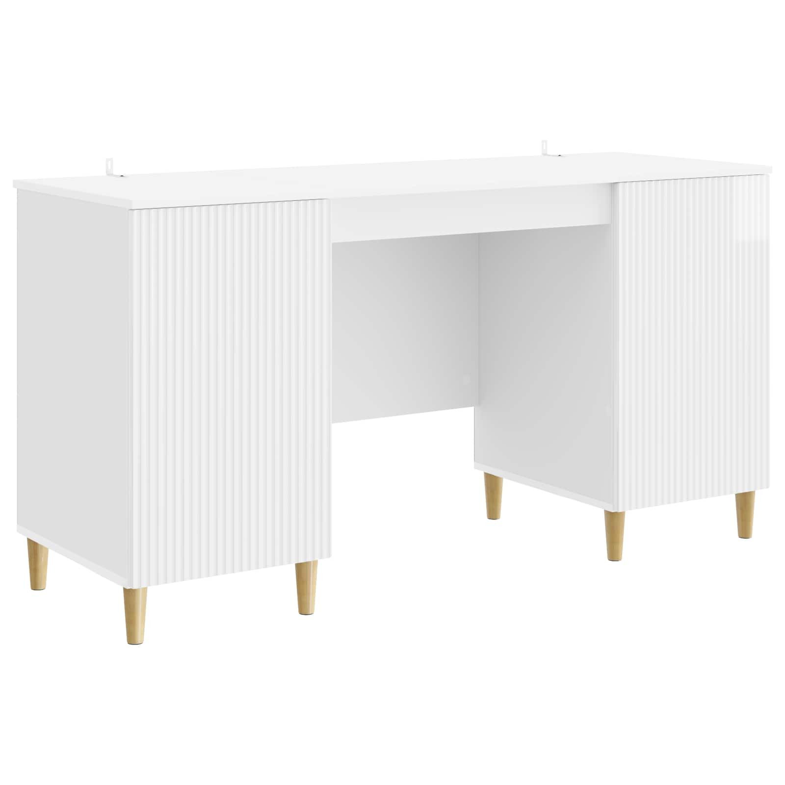 vidaXL Schreibtisch Schreibtisch Hochglanz Weiß 142,5 x 50 x 75 cm Holzwerkstoff (1-St)