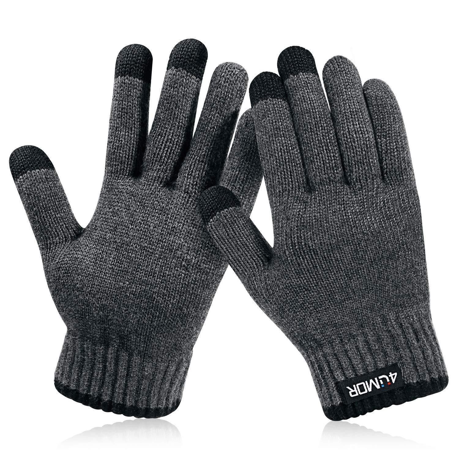 LuxusKollektion Strickhandschuhe Handschuhe Touchscreen Strick Grau S (1-St)