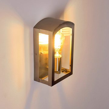 hofstein Außen-Wandleuchte »Cesena« Außenwandlampe aus Glas in Edelstahlfarben/Klar, ohne Leuchtmittel, 1xE27, mit Lichteffekt an der Wand, für Terrasse/Hof/Haustür, IP44