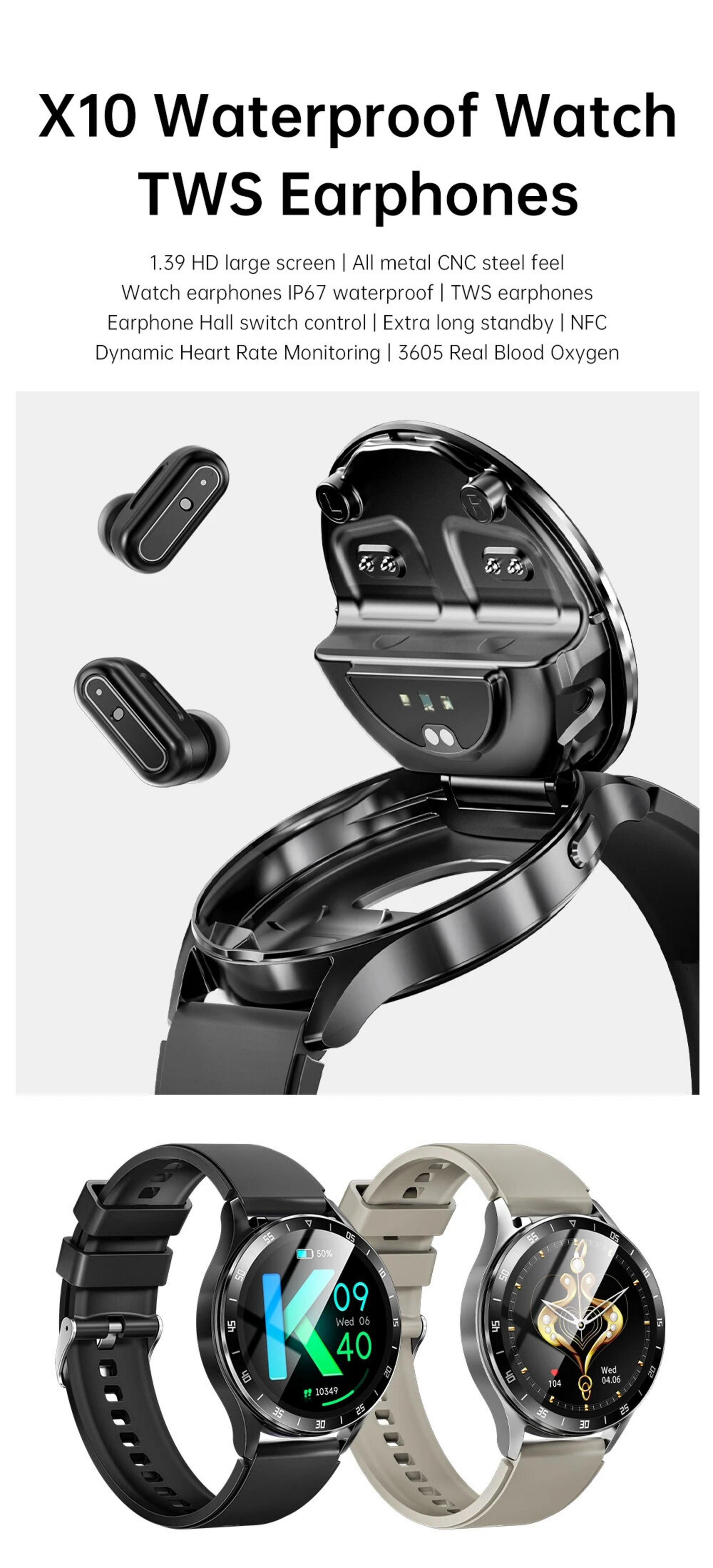 Nagham Ghazal Aswad Smartwatch (mit Kopfhörern) 1,39 Zoll Bluetooth-Anruf Sportmodi 2025 Smartwatch (4,7cm cm/1.39 Zoll) – Bild 3 von 5