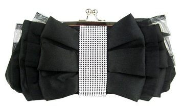 Ella Jonte Abendtasche, schwarze edle Clutch Satin mit Strass