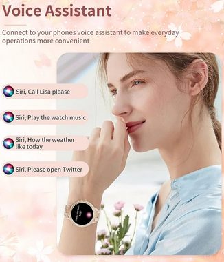 Fitonme Smartwatch (1,32 Zoll, iOS Android), Damen Fitness Telefonfunktion Wasserdicht Sportuhr Aktivitätstracker
