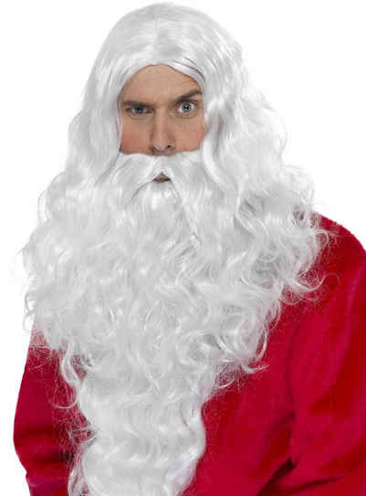 Smiffys Kostüm-Perücke Imposantes Santa Claus Weihnachtsmann Set, Kombination aus Weihnachtsmannbart und Perücke