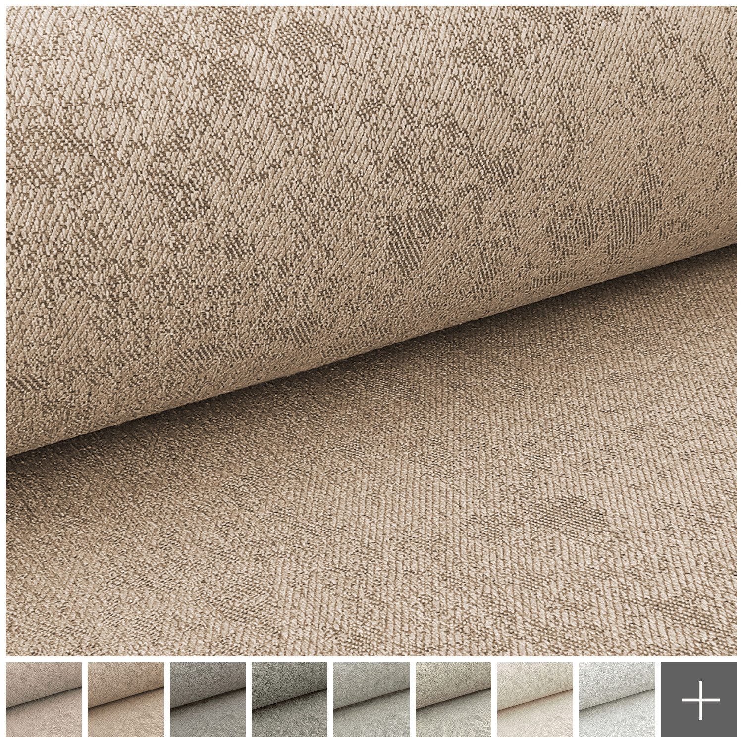 novely® Stoff KAMEN Melange Möbelstoff - Polsterstoff mit Glow-Effekt, Strapazierfähig, Kuschelweich, Meterware, 1lfm